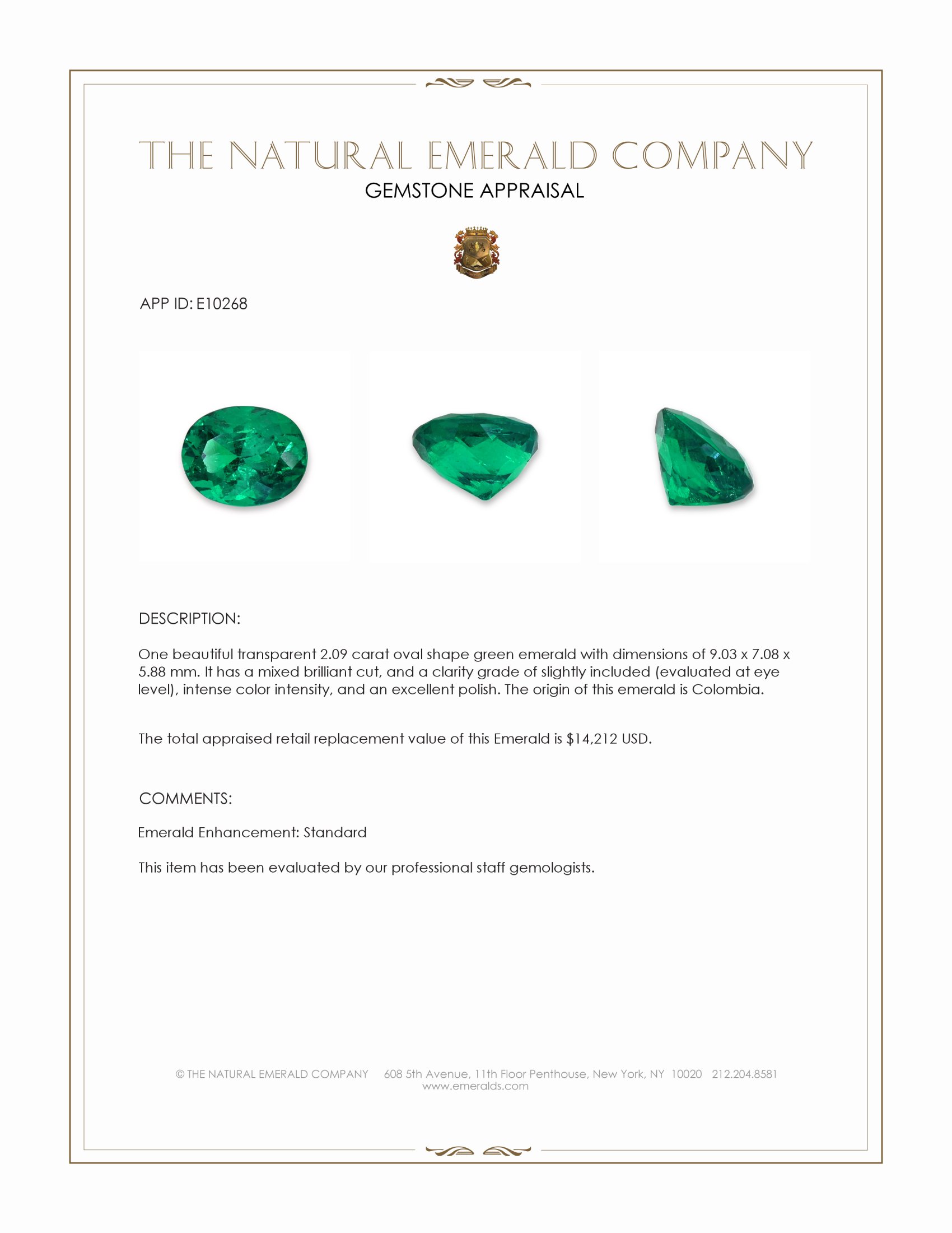 2.09 Ct. Emerald from Colombia
