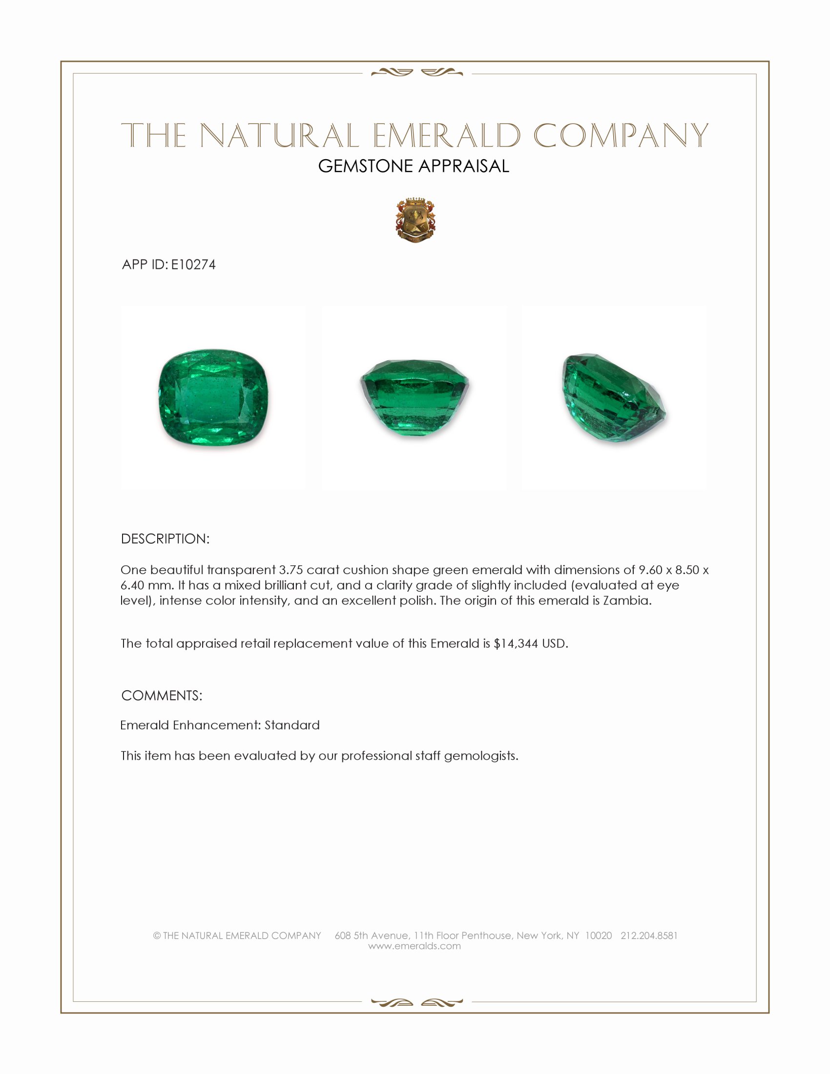 3.75 Ct. Emerald from Zambia