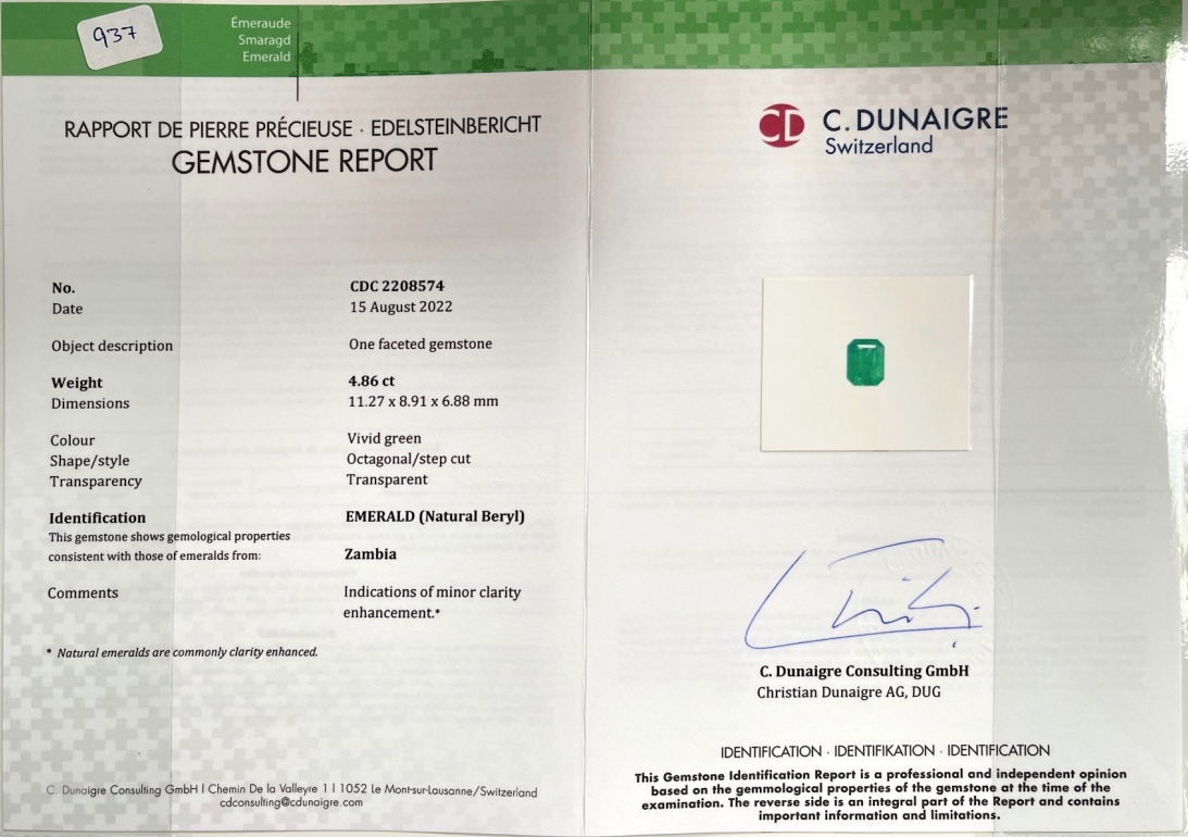 4.86 Ct. Emerald from Zambia