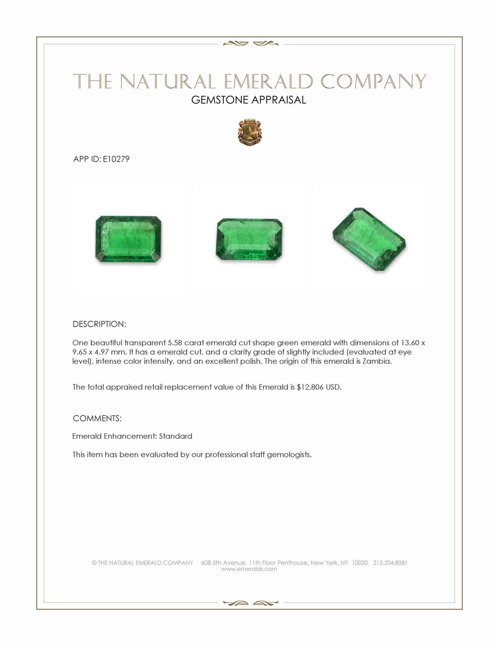 5.58 Ct. Emerald from Zambia