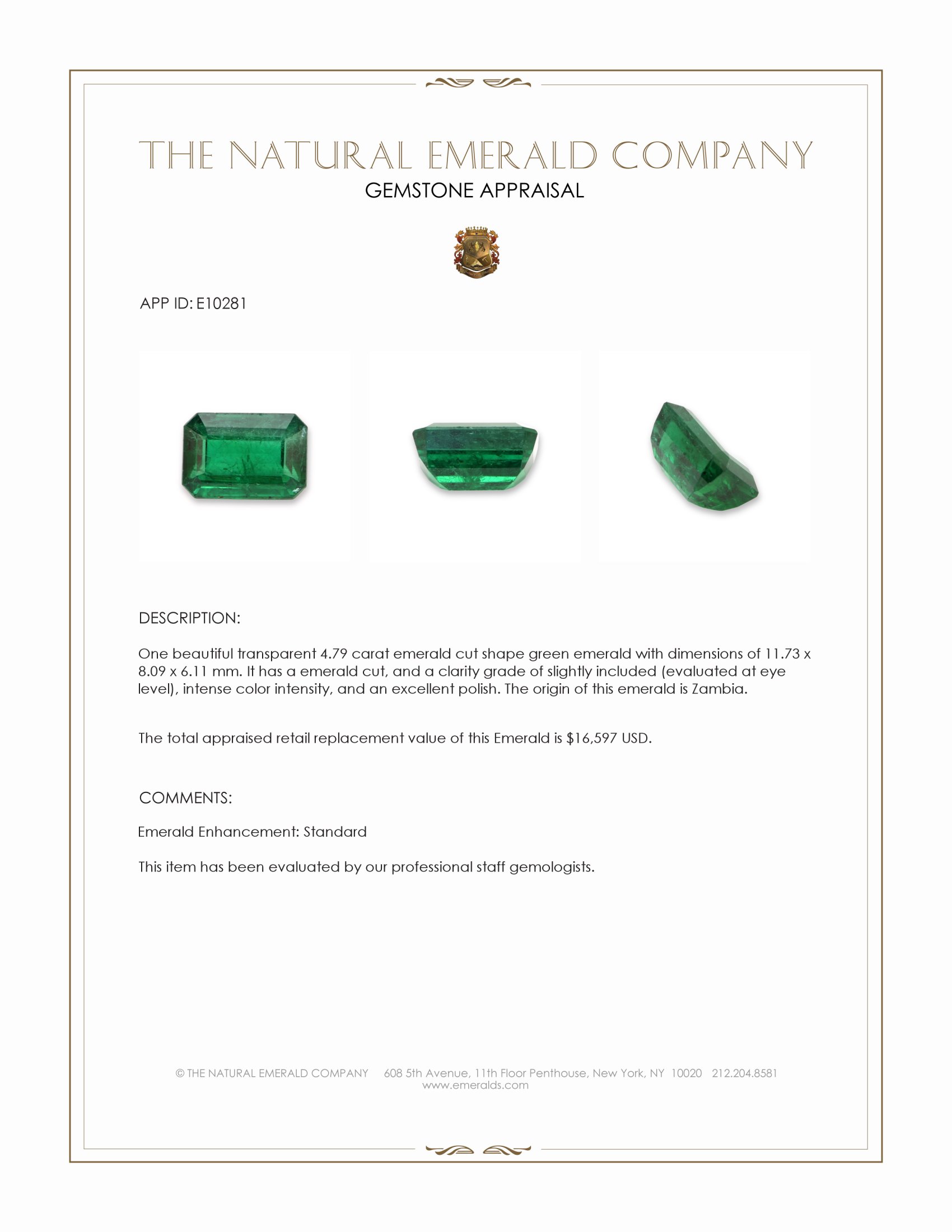 4.79 Ct. Emerald from Zambia