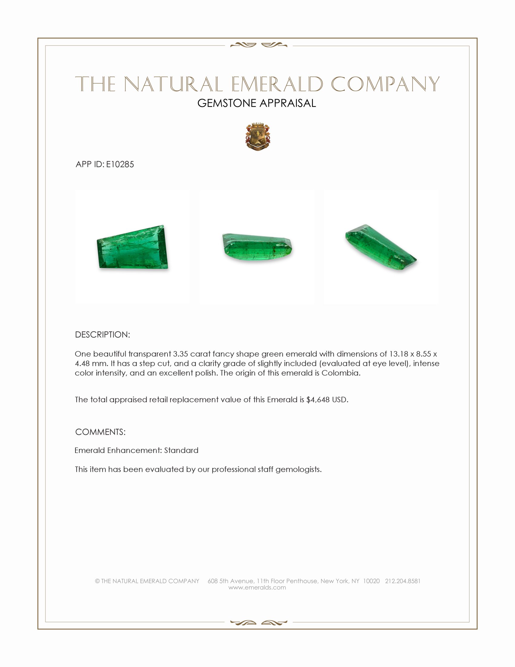 3.35 Ct. Emerald from Colombia
