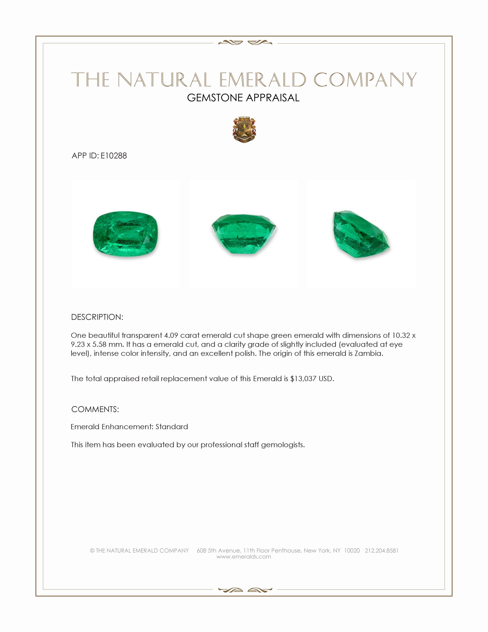 4.09 Ct. Emerald from Zambia