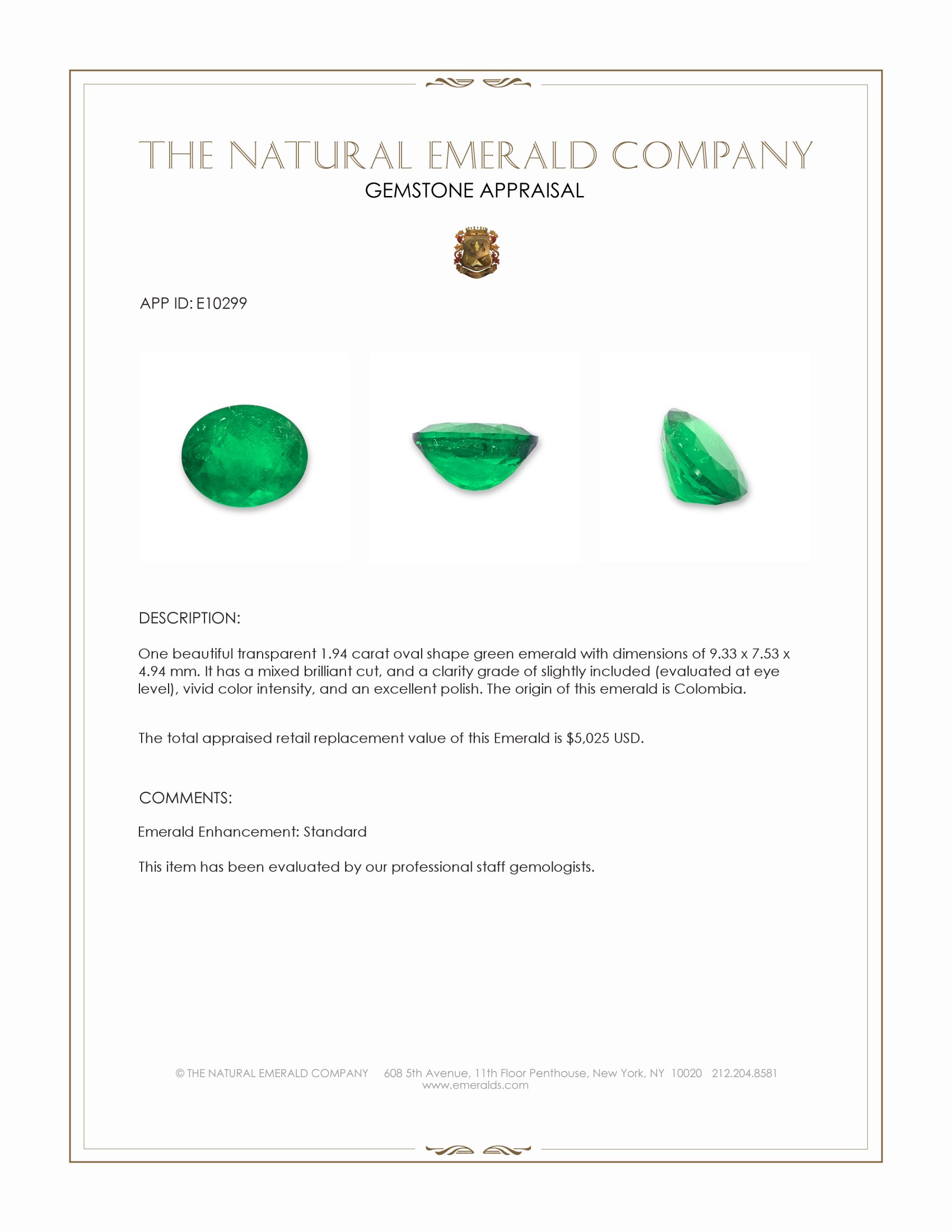 1.94 Ct. Emerald from Colombia