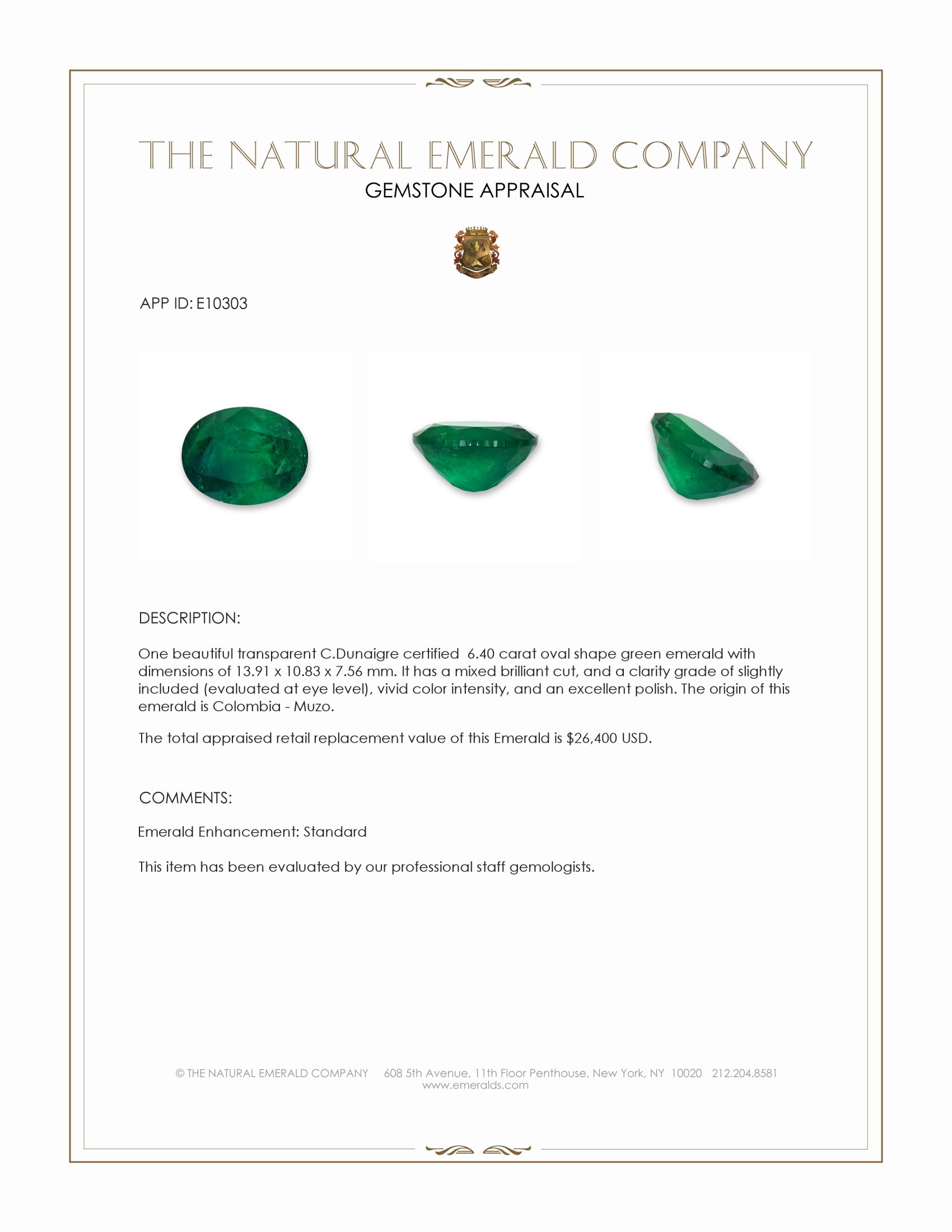 6.40 Ct. Emerald from Colombia - Muzo