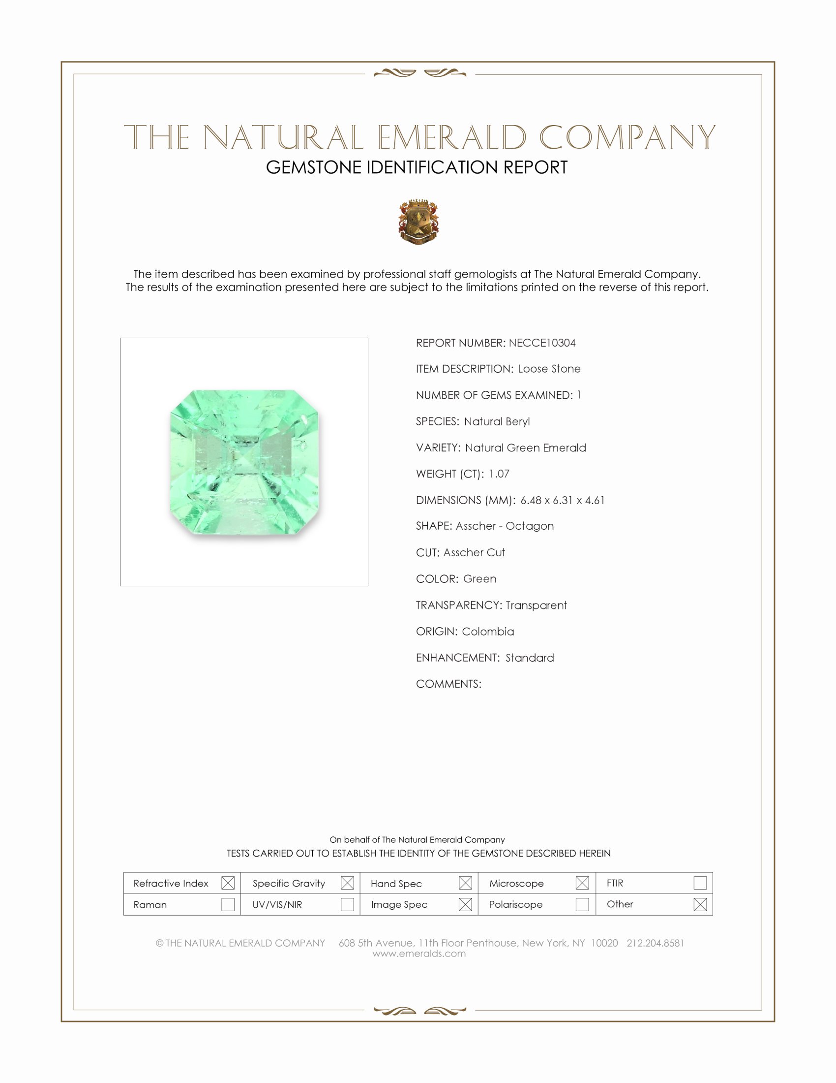 1.07 Ct. Emerald from Colombia