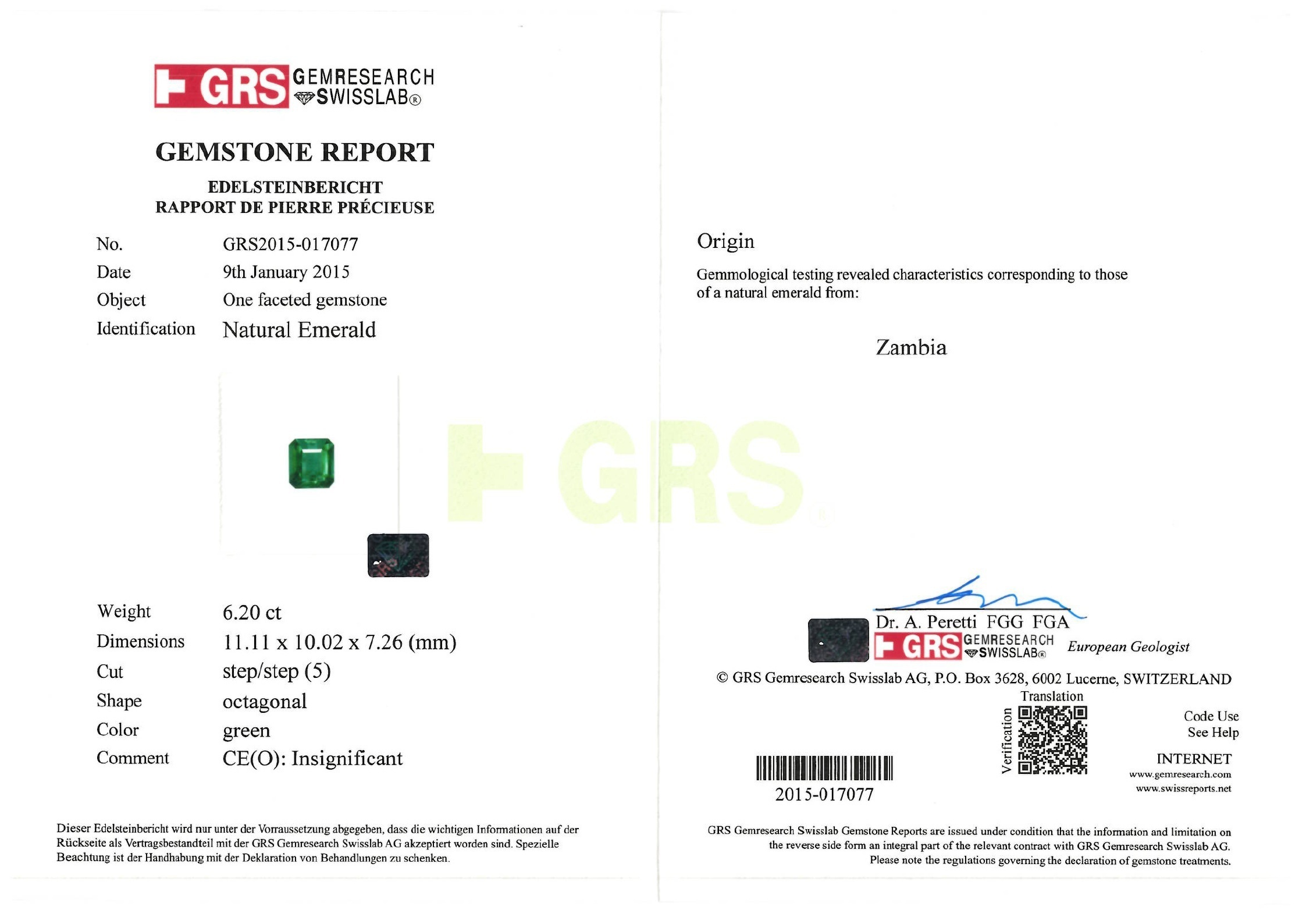 6.20 Ct. Emerald from Zambia