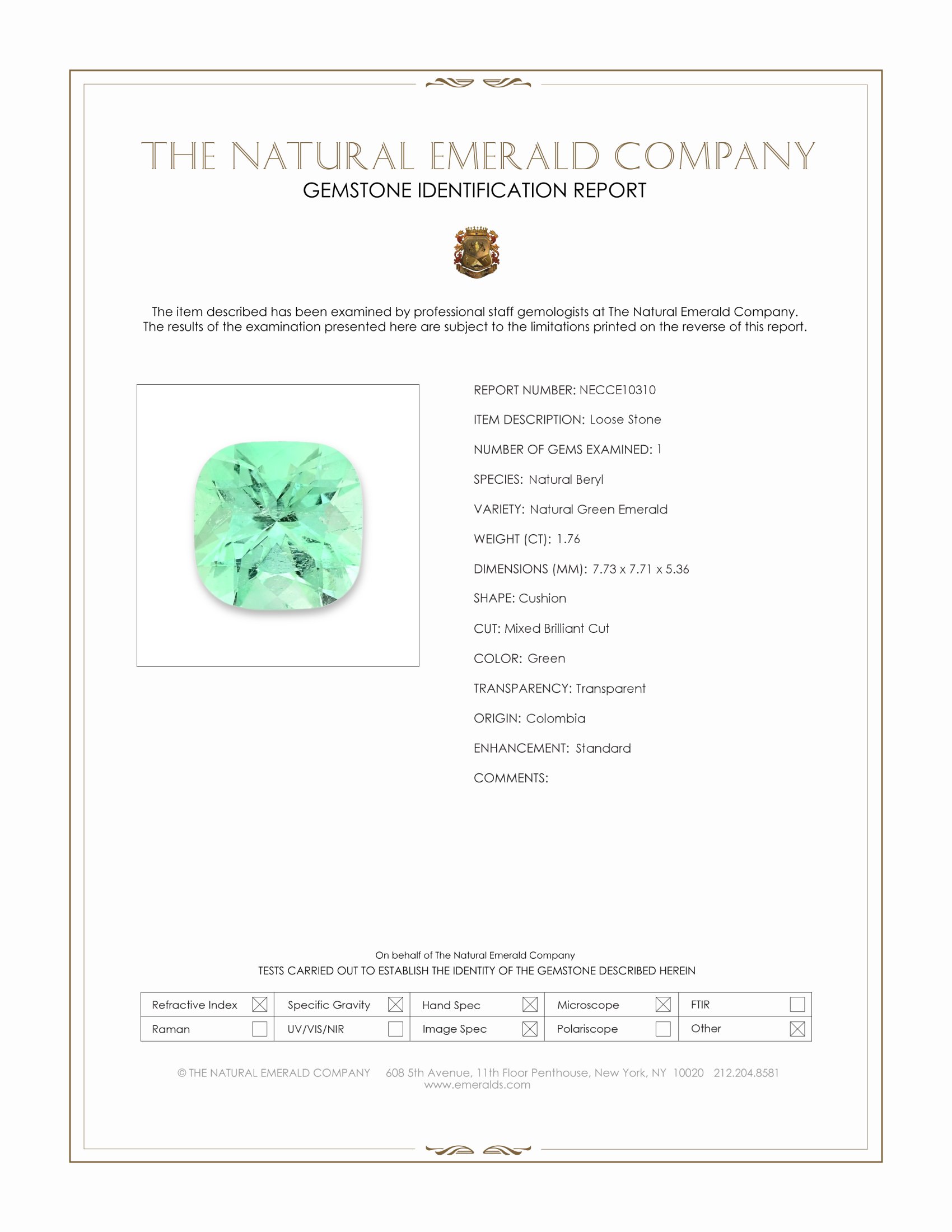 1.76 Ct. Emerald from Colombia