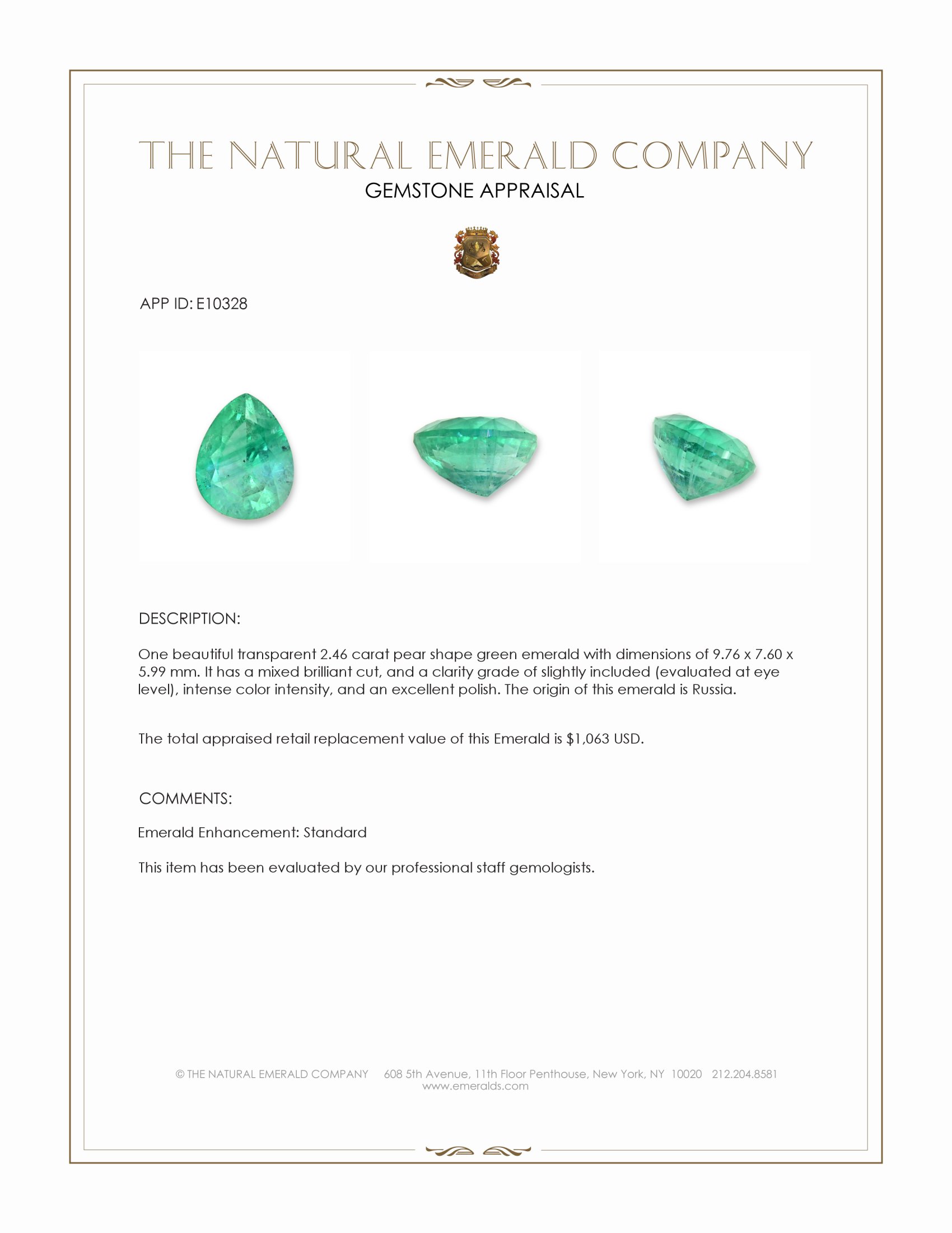 2.46 Ct. Emerald from Russia