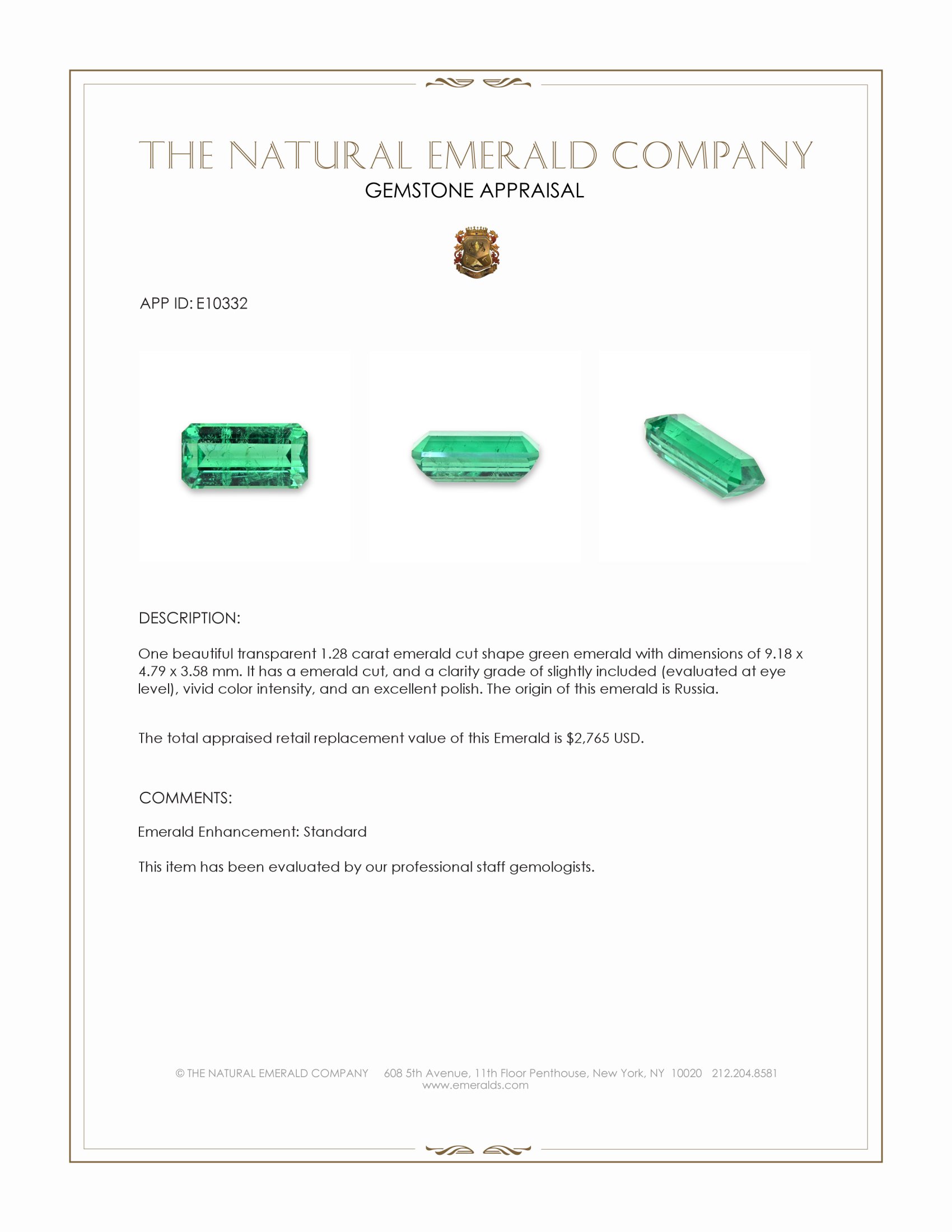 1.28 Ct. Emerald from Russia