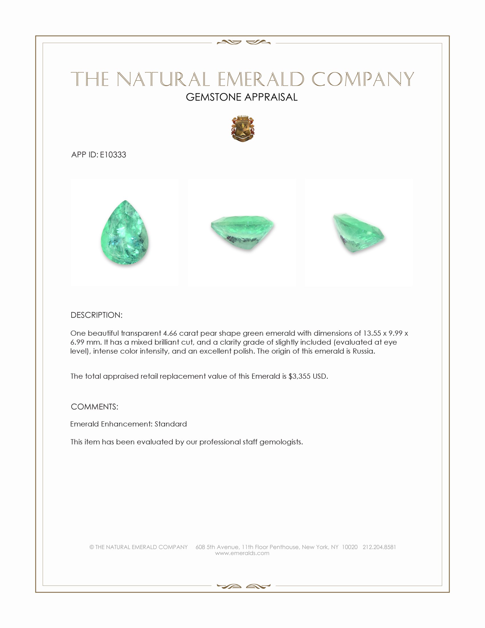 4.66 Ct. Emerald from Russia