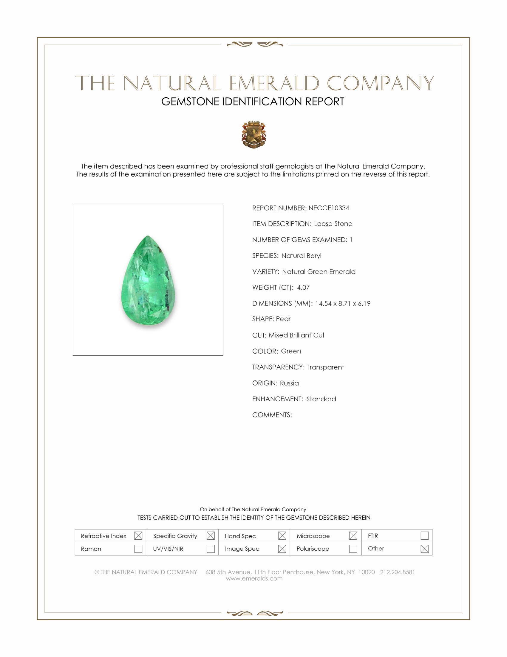 4.07 Ct. Emerald from Russia