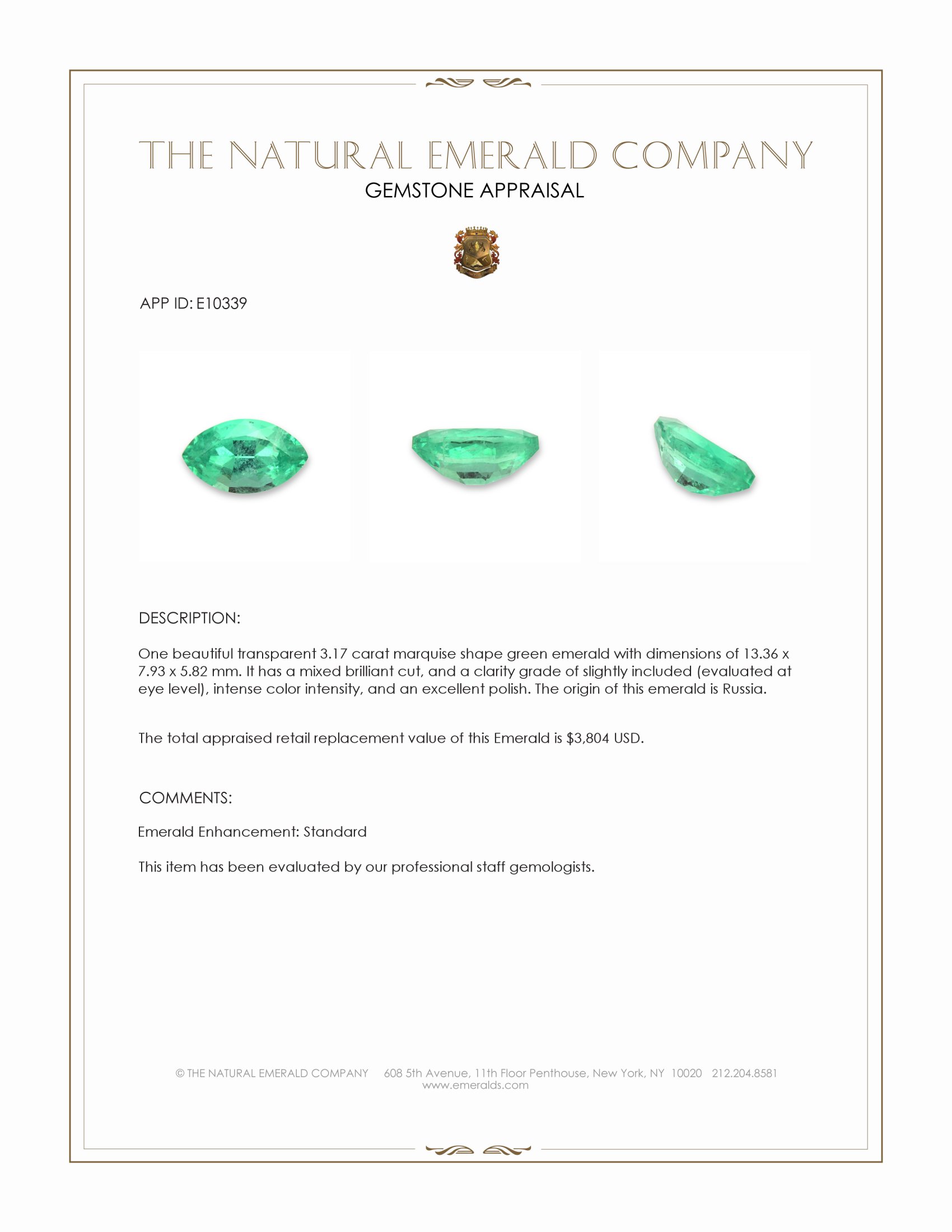 3.17 Ct. Emerald from Russia