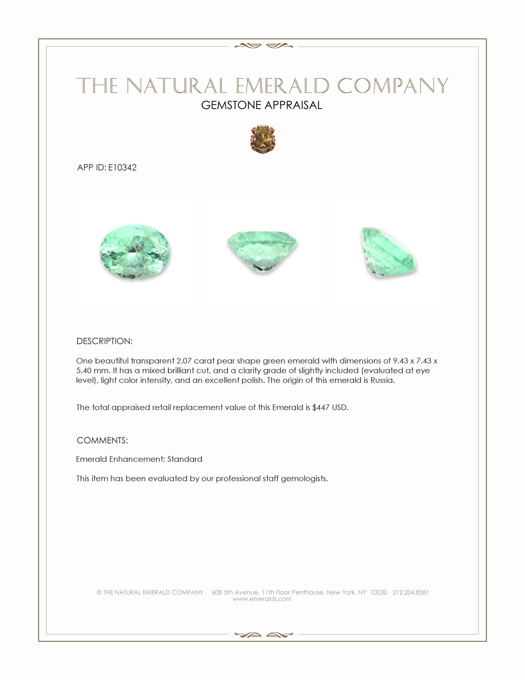 2.07 Ct. Emerald from Russia