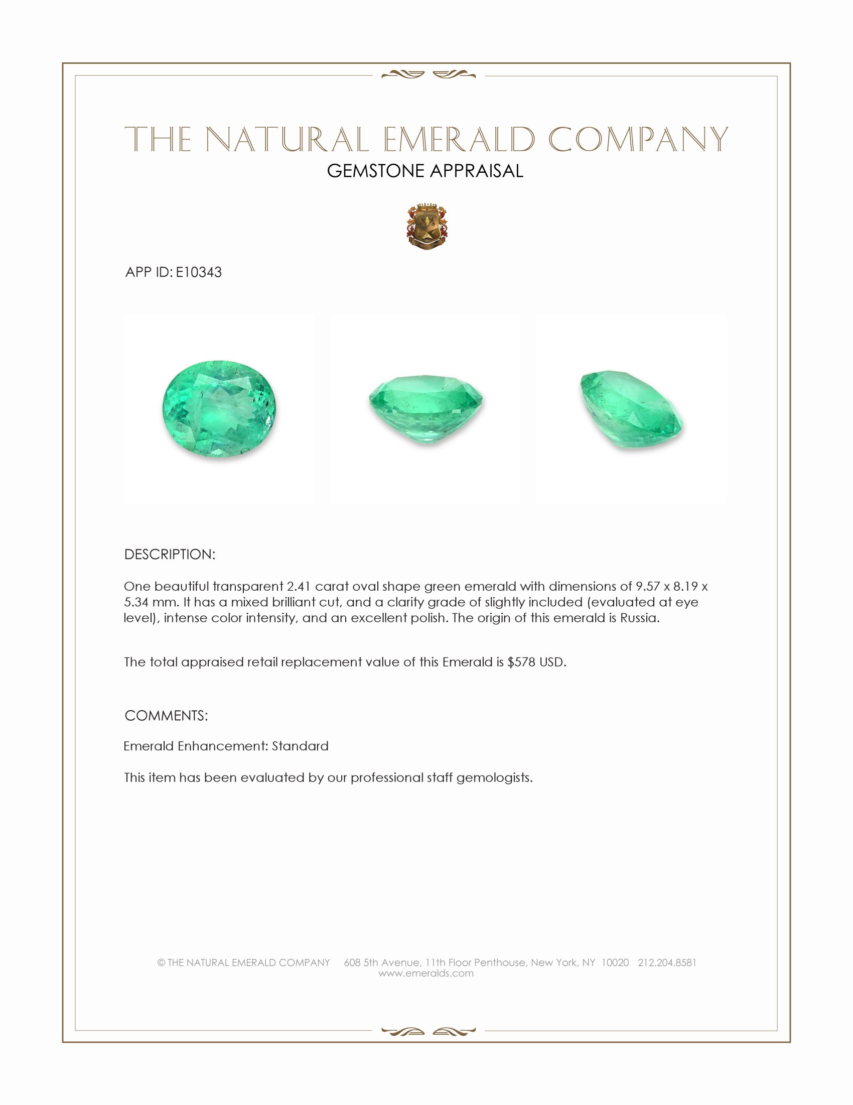 2.41 Ct. Emerald from Russia