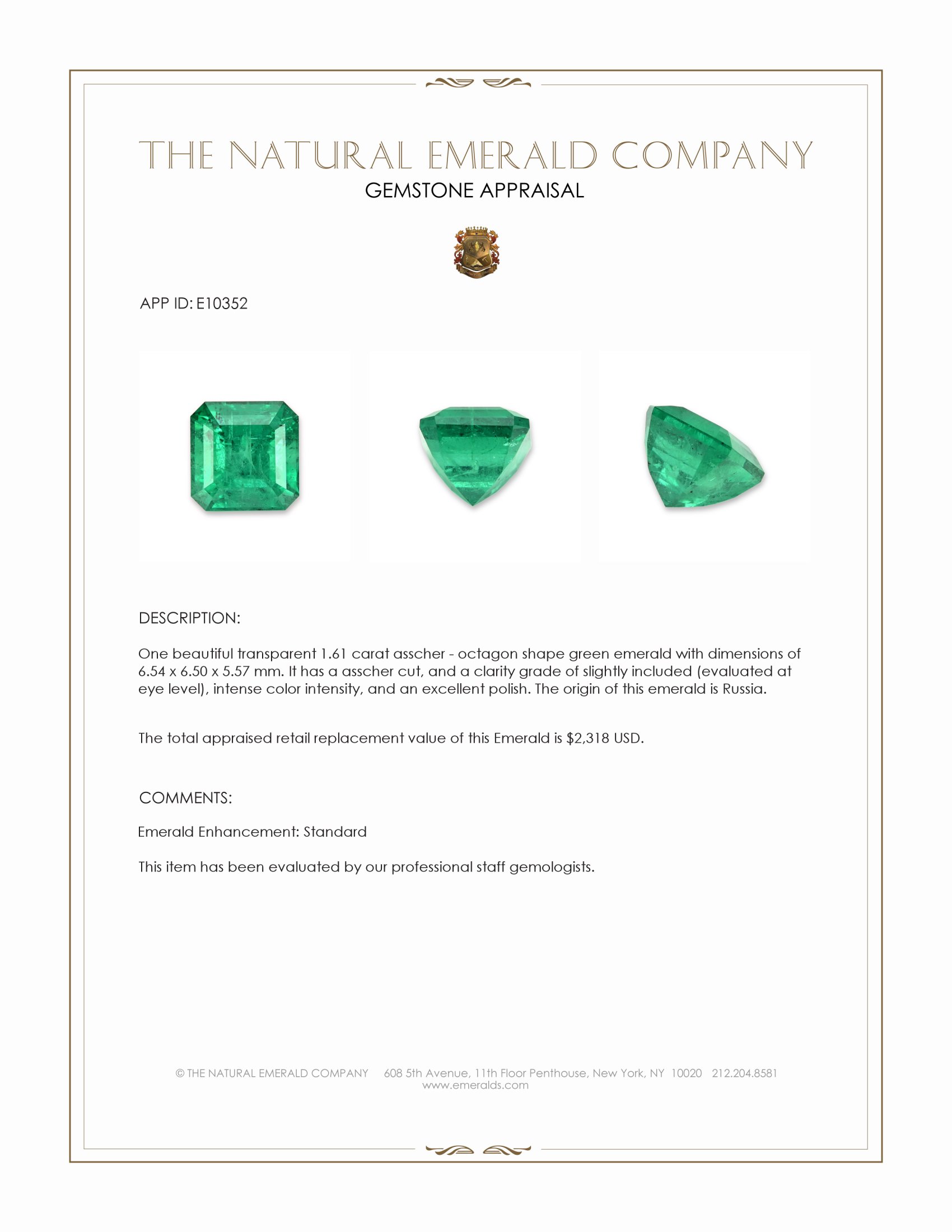 1.61 Ct. Emerald from Russia