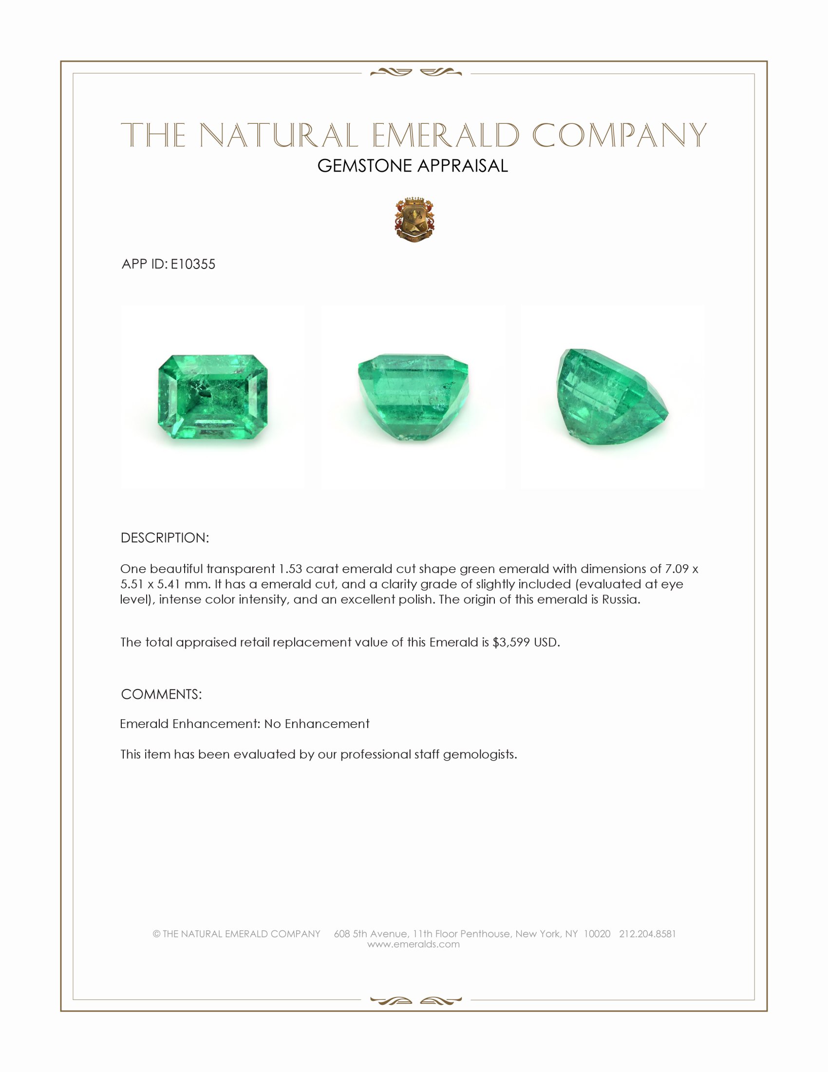 1.53 Ct. Emerald from Russia