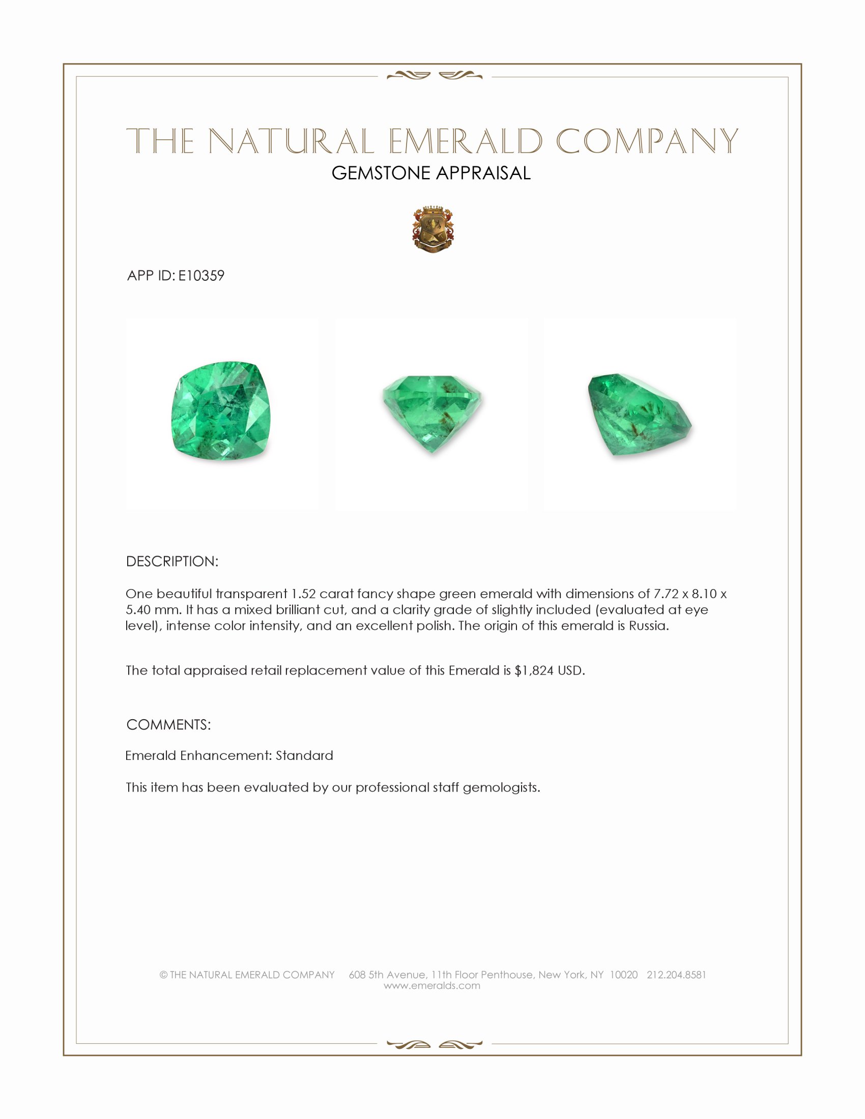 1.52 Ct. Emerald from Russia