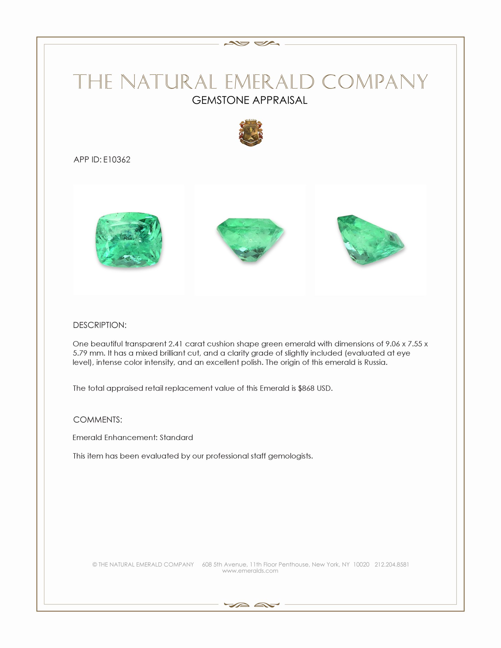 2.41 Ct. Emerald from Russia