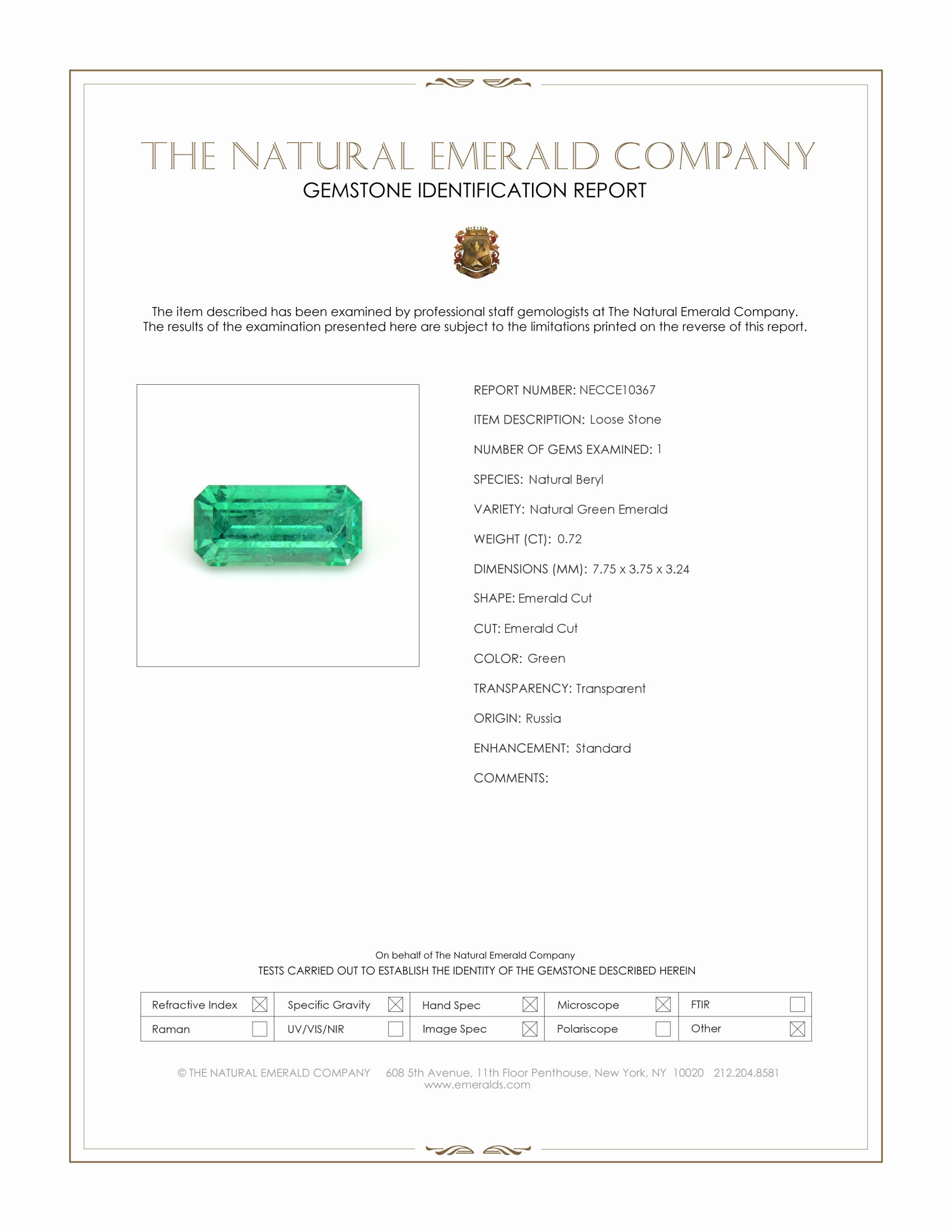 0.72 Ct. Emerald from Russia