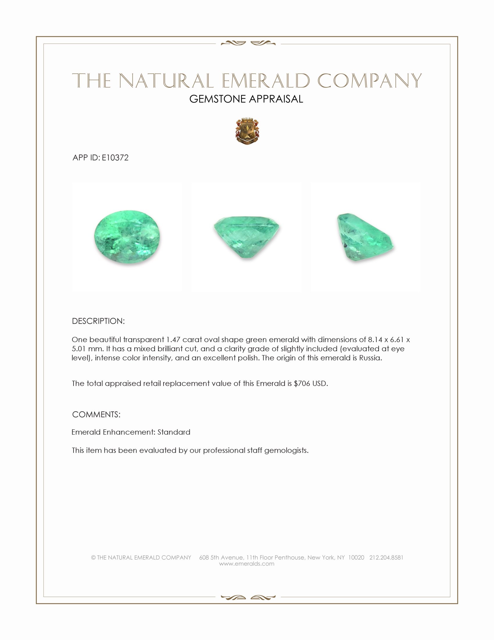 1.47 Ct. Emerald from Russia