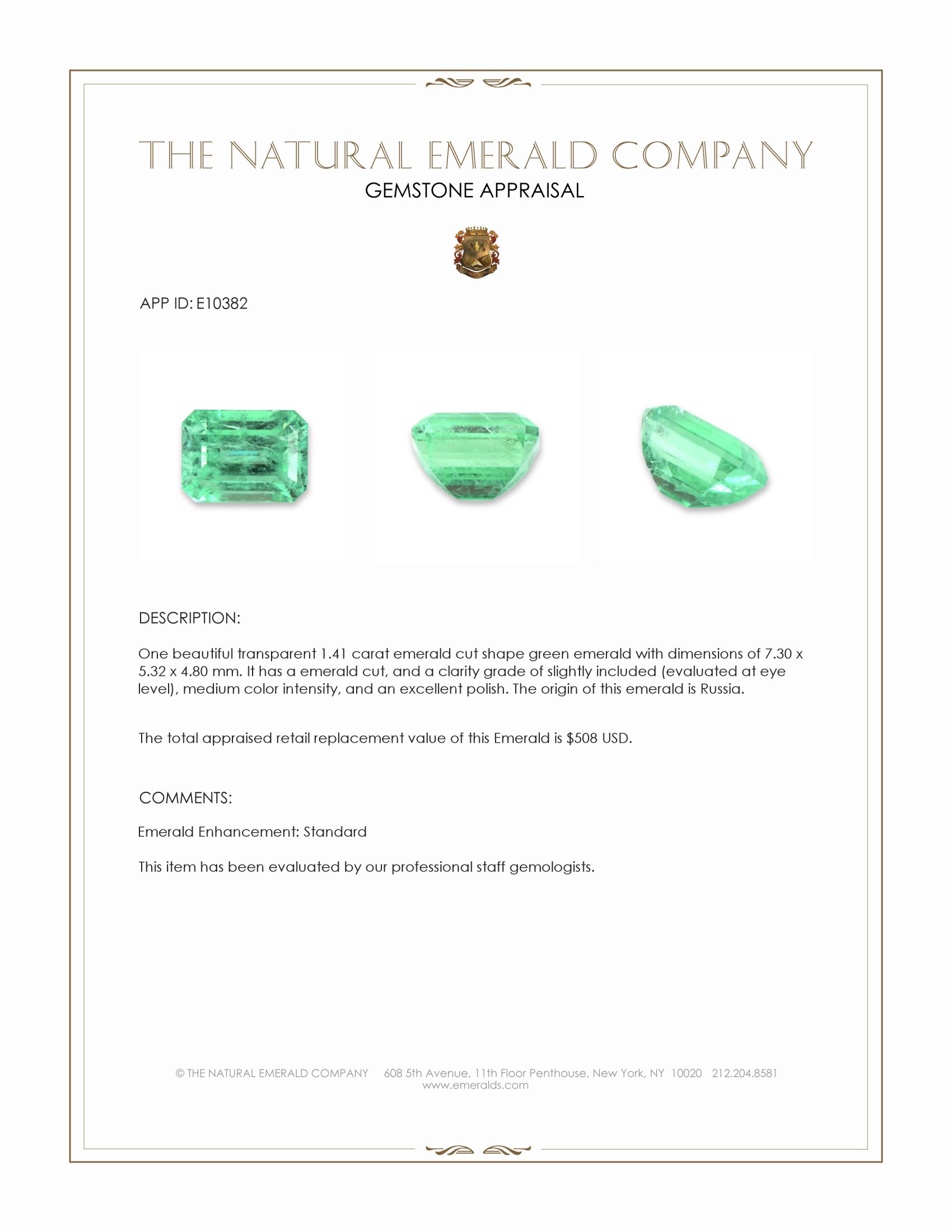 1.41 Ct. Emerald from Russia