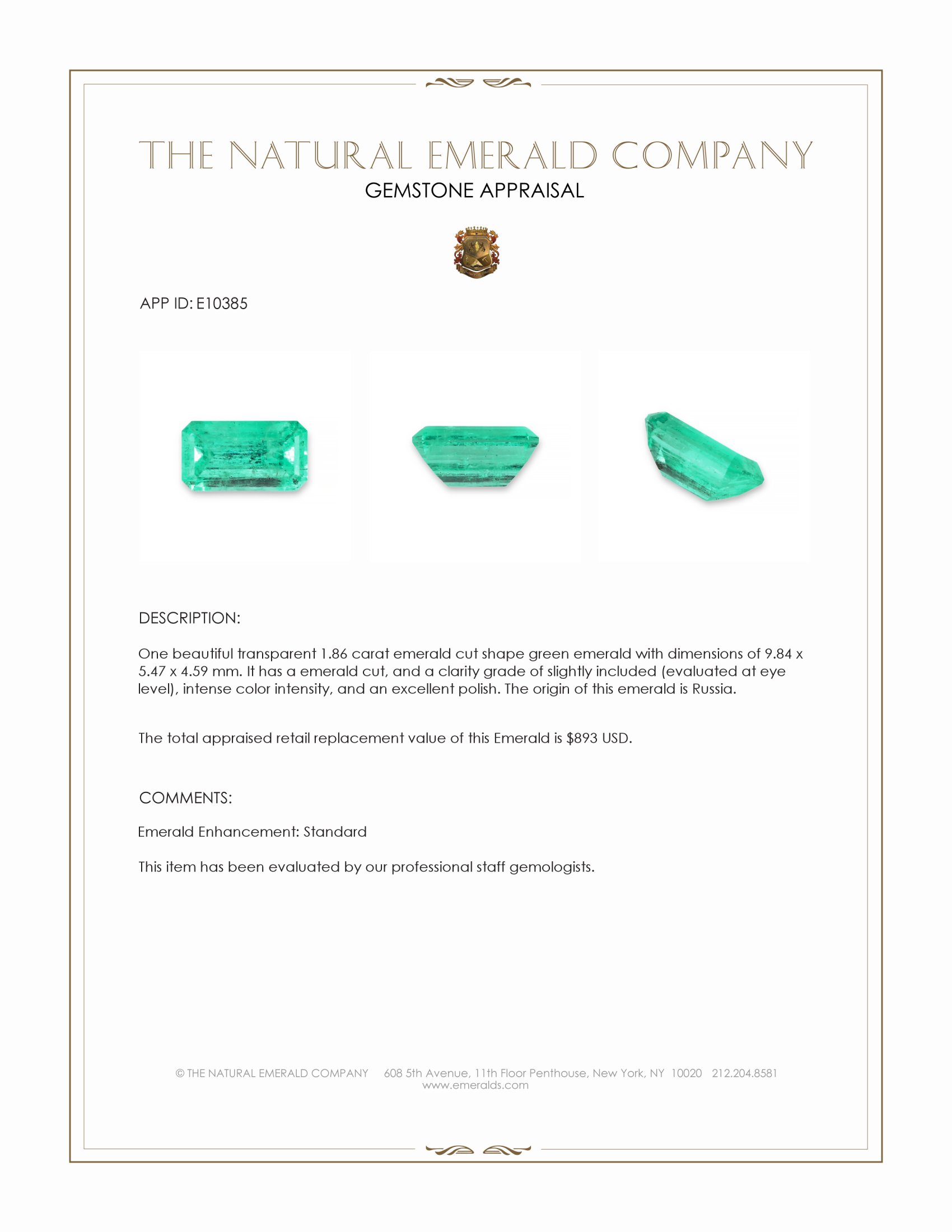 1.86 Ct. Emerald from Russia