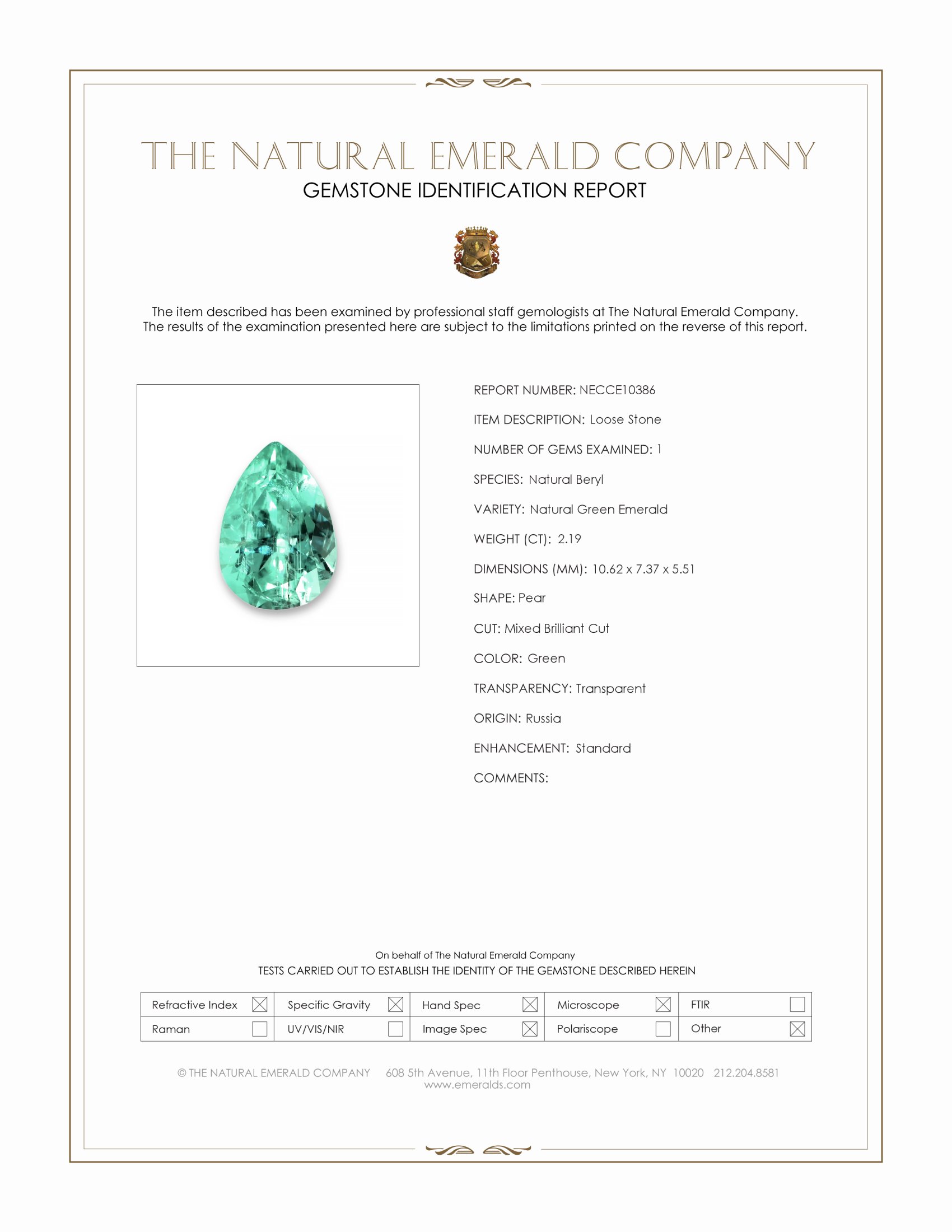 2.19 Ct. Emerald from Russia