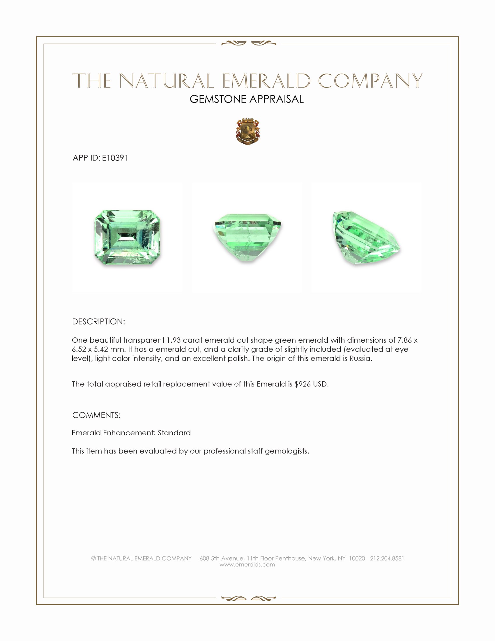 1.93 Ct. Emerald from Russia