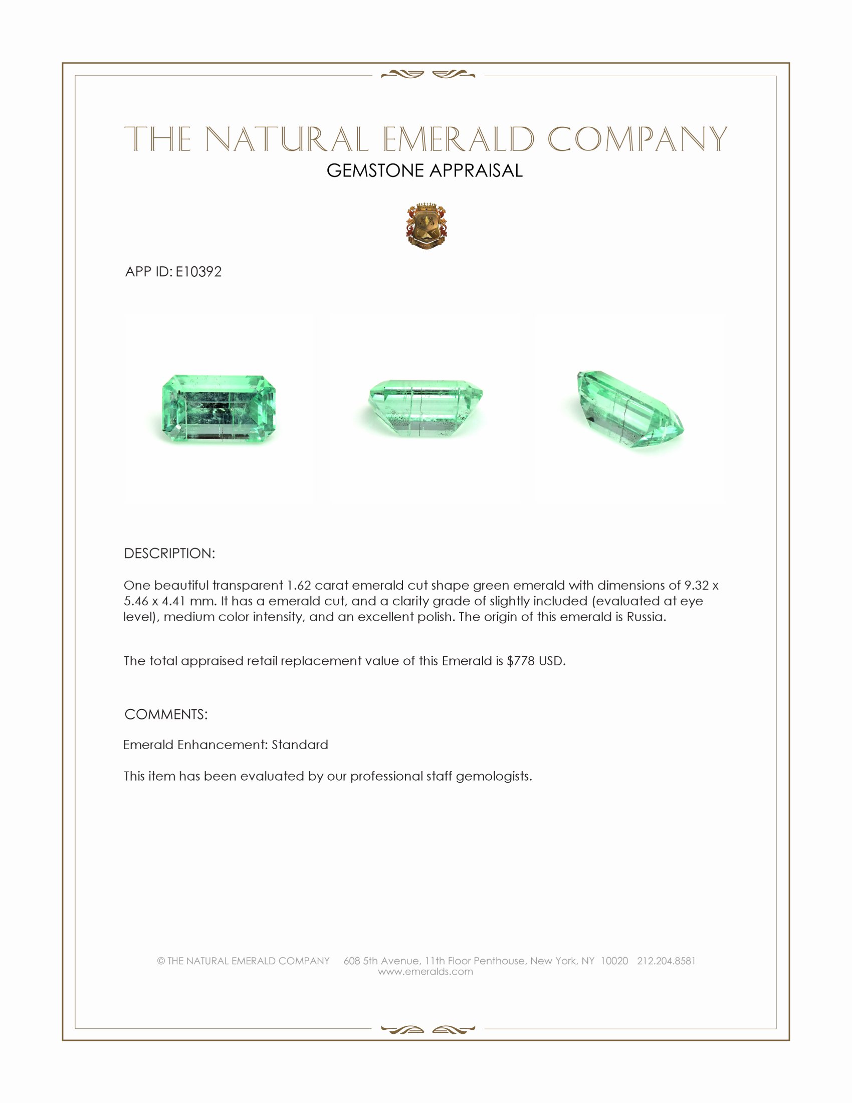 1.62 Ct. Emerald from Russia