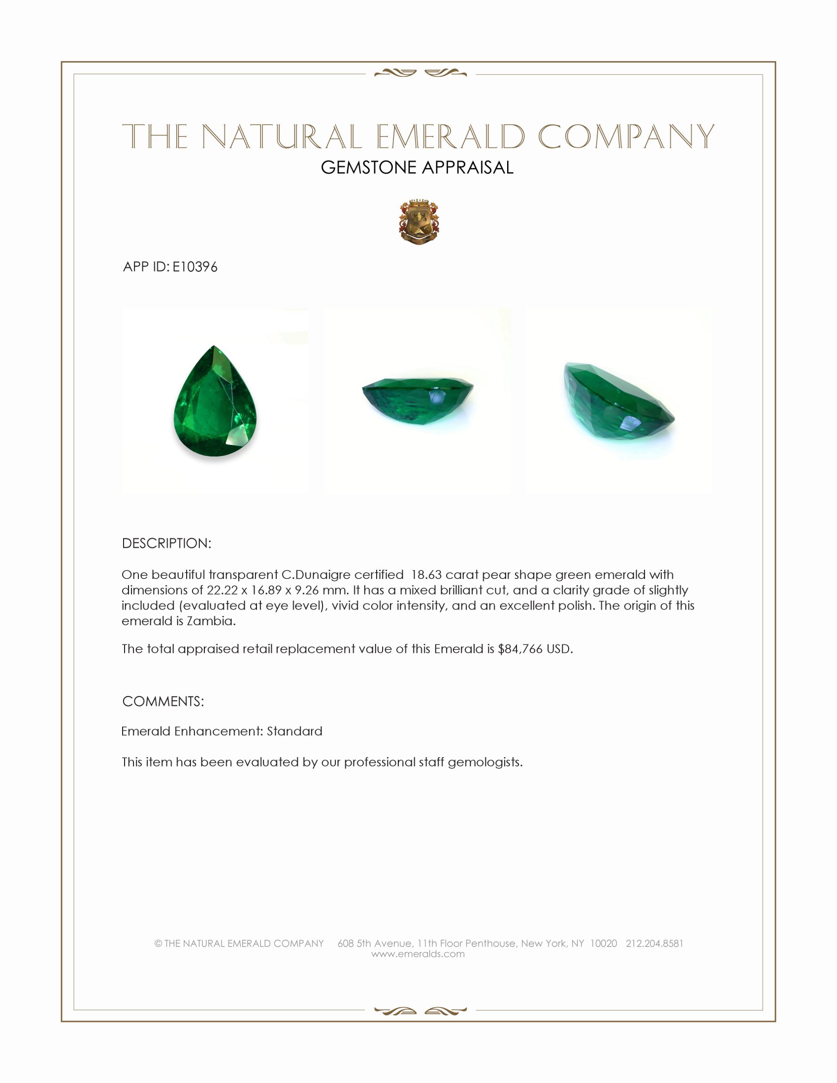 18.63 Ct. Emerald from Zambia