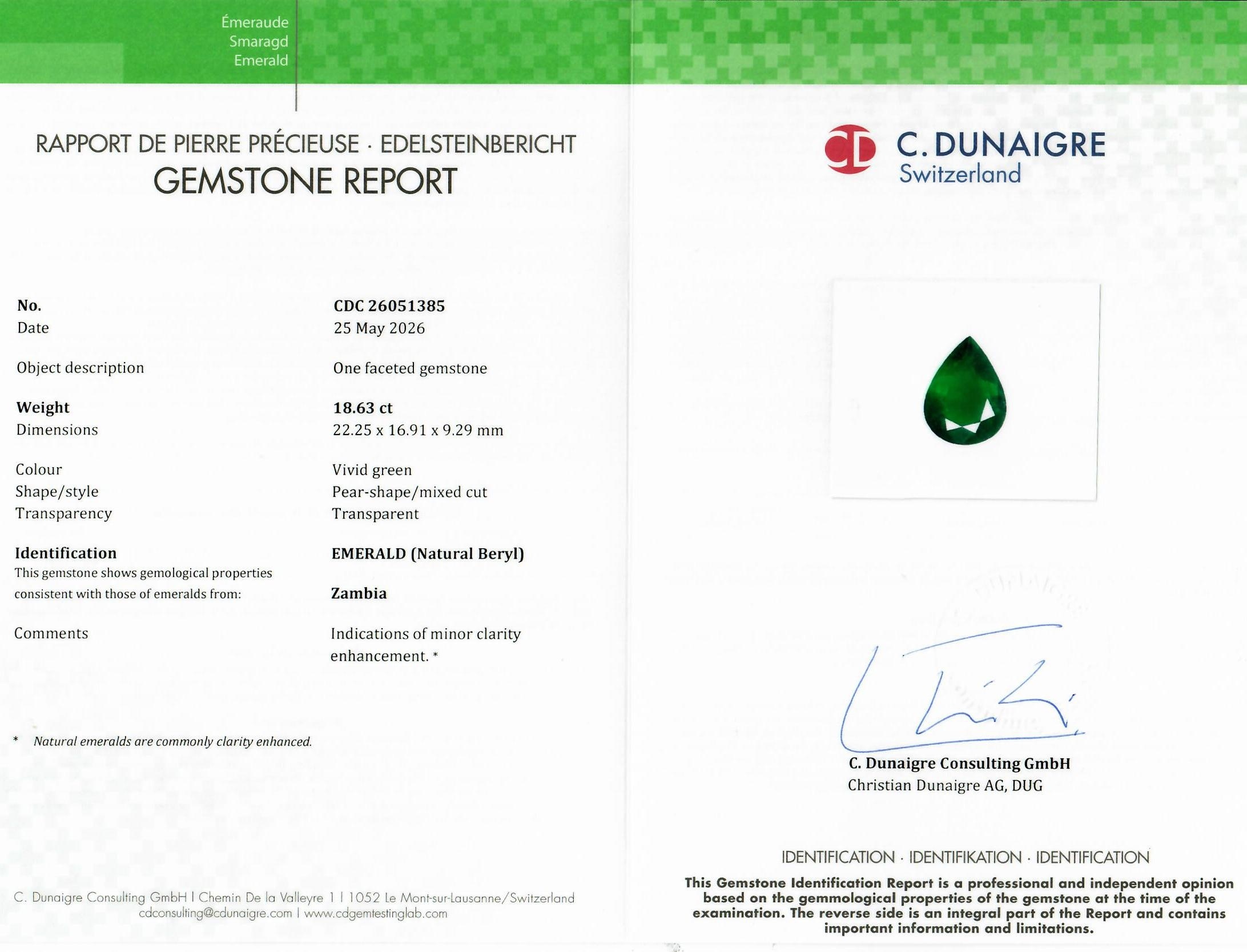 18.63 Ct. Emerald from Zambia