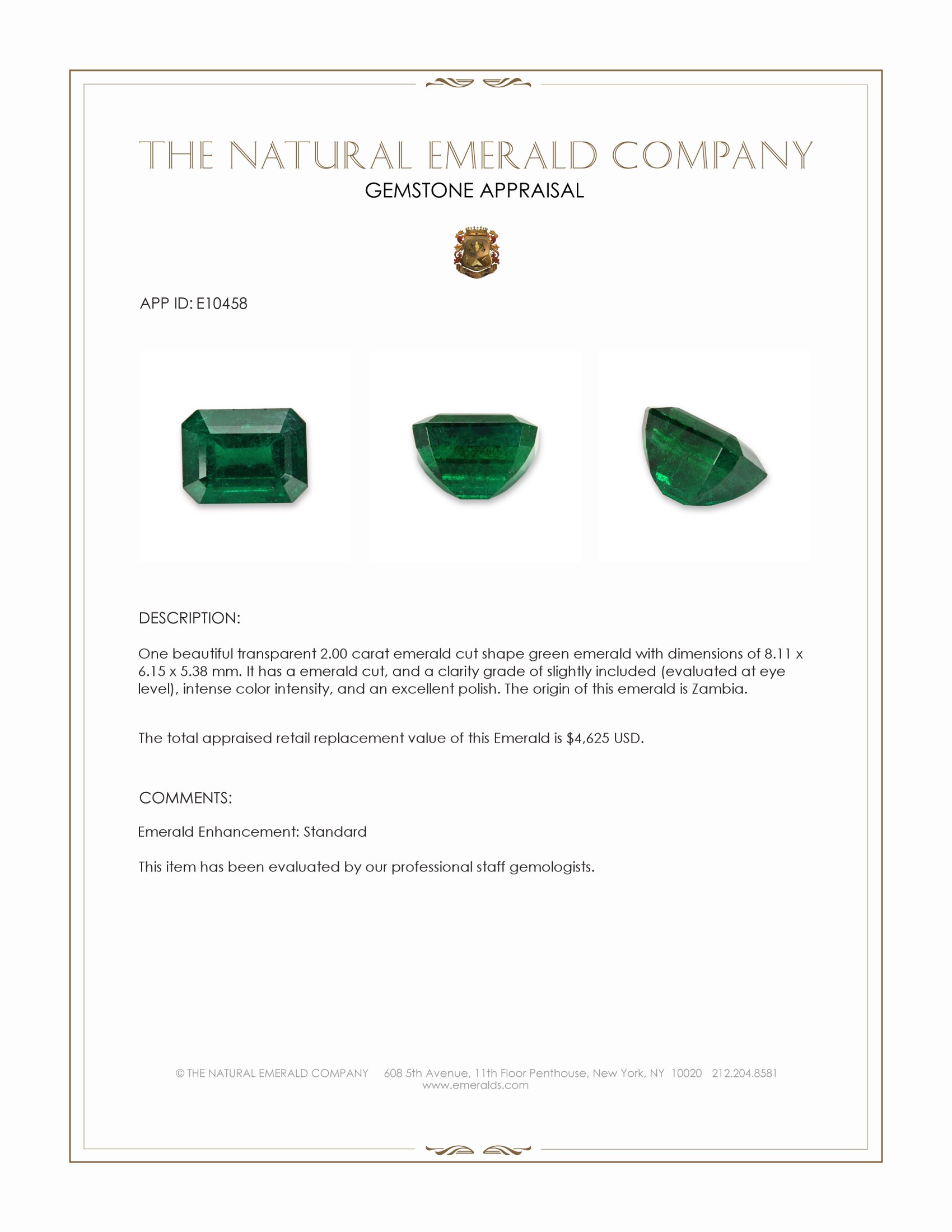 2.00 Ct. Emerald from Zambia