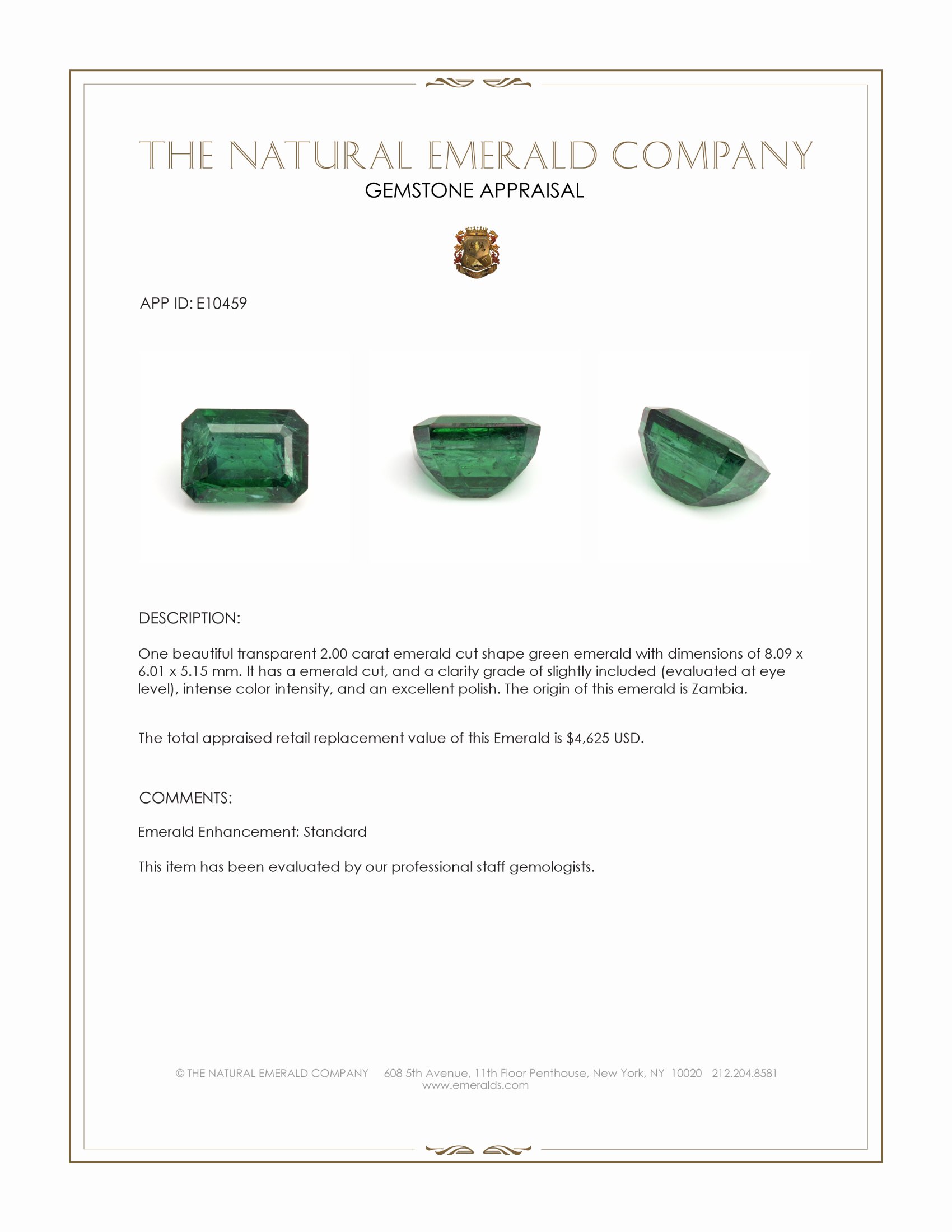 2.00 Ct. Emerald from Zambia