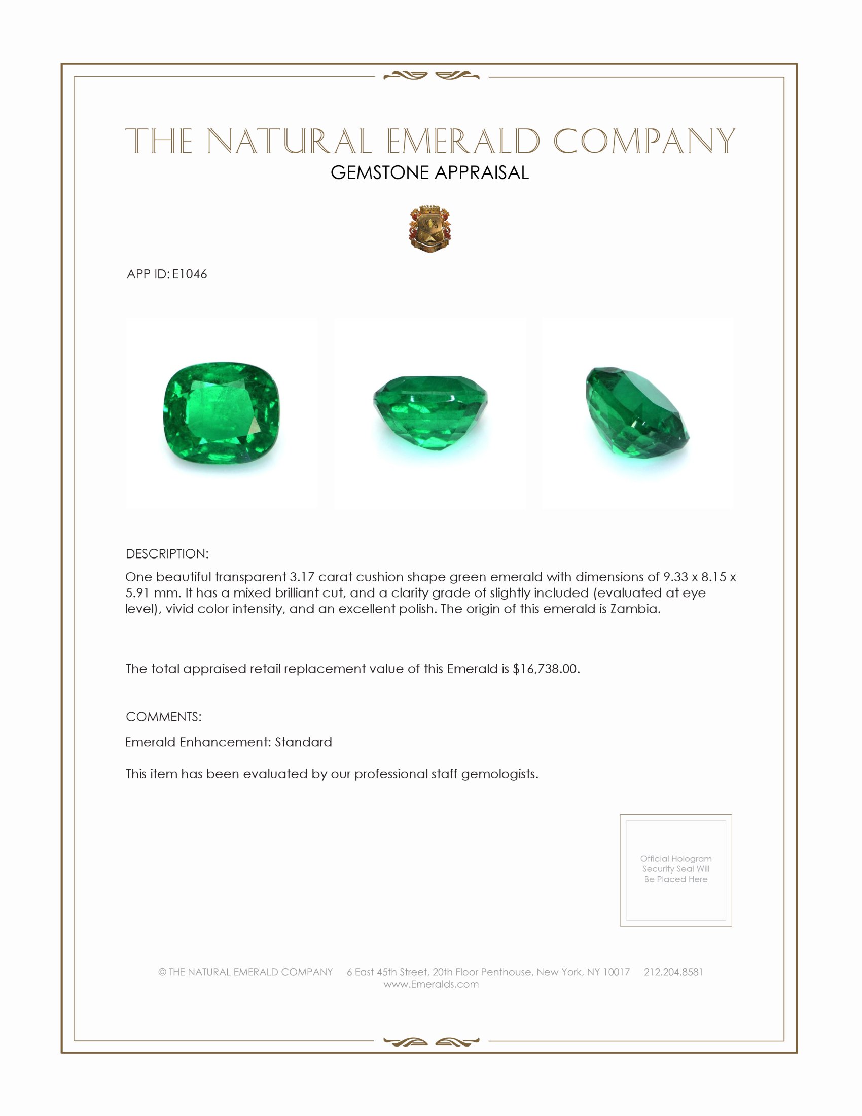 3.17 Ct. Emerald from Zambia