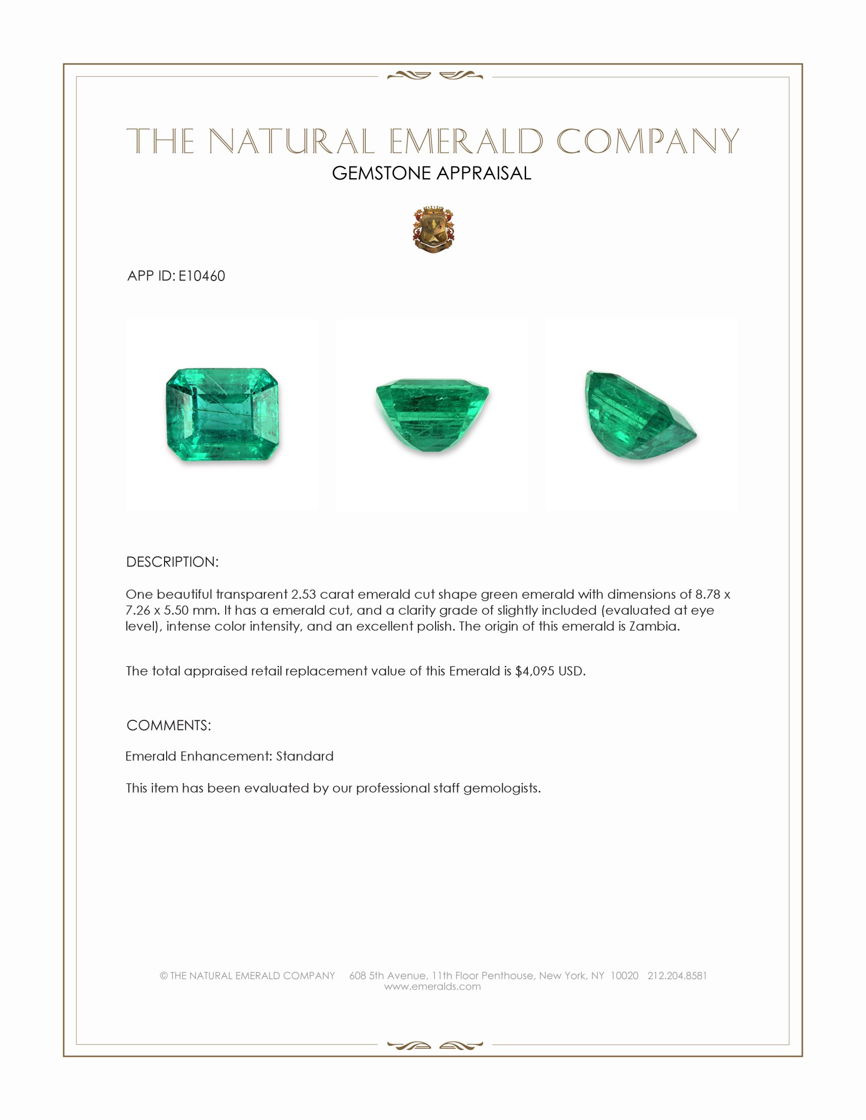 2.53 Ct. Emerald from Zambia