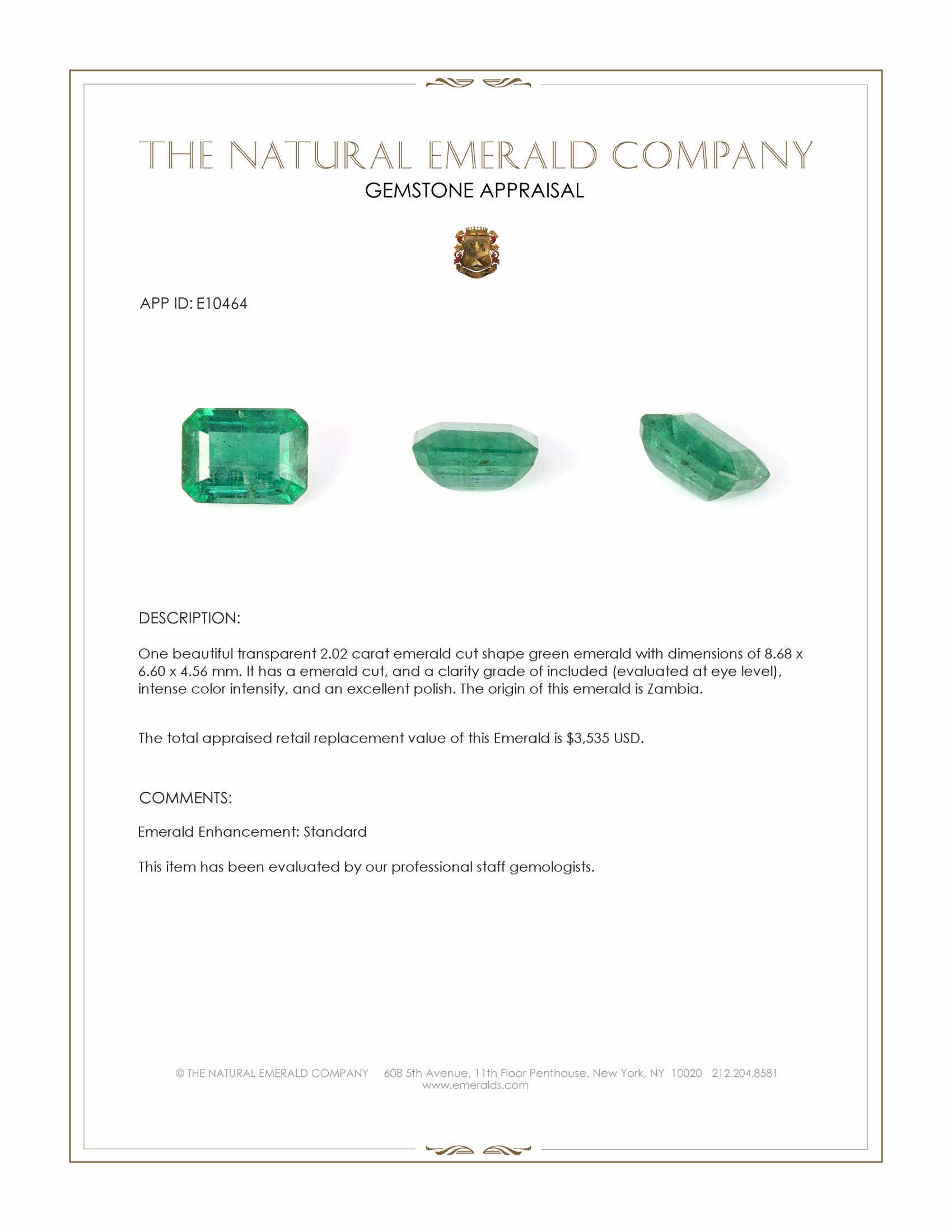 2.02 Ct. Emerald from Zambia