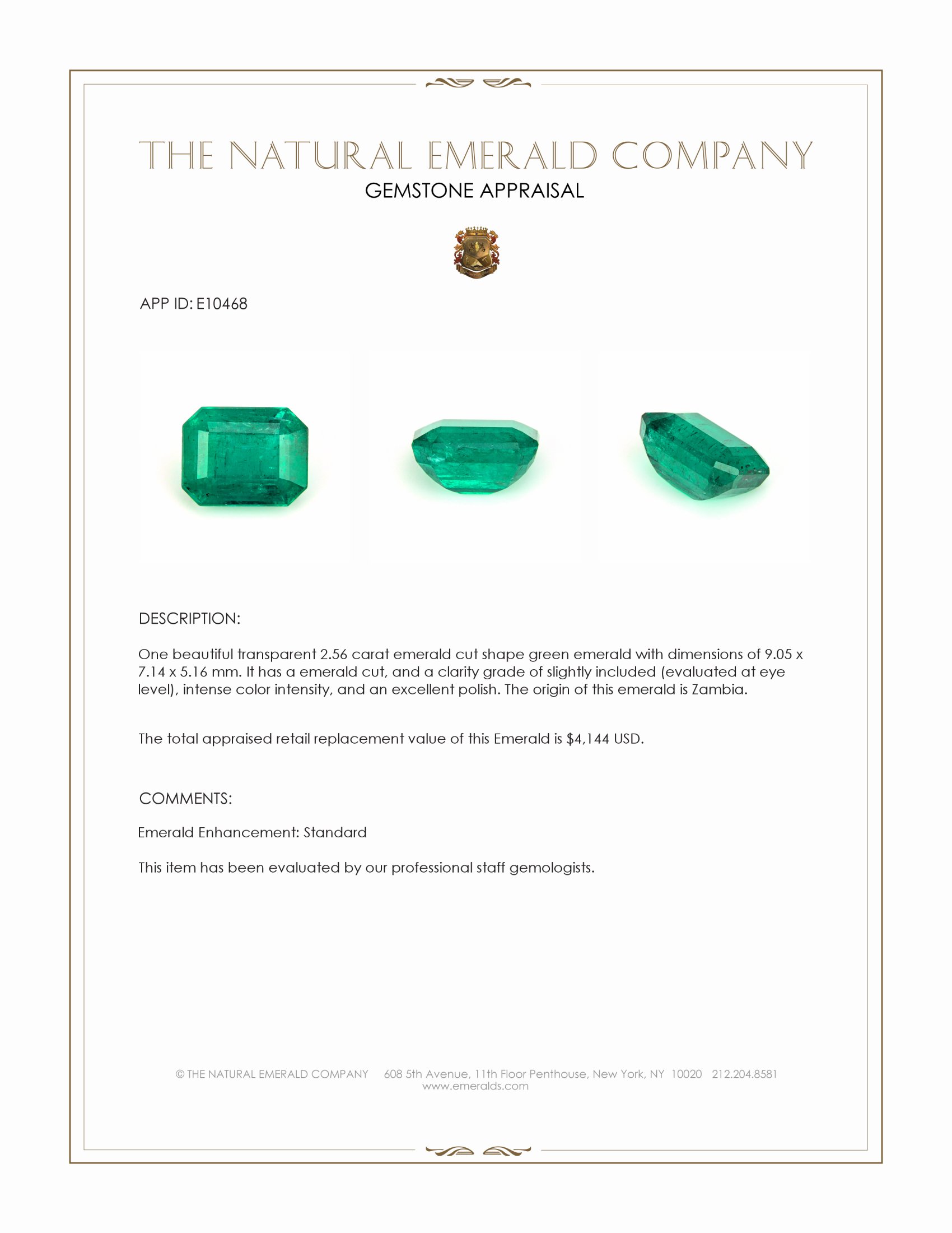 2.56 Ct. Emerald from Zambia