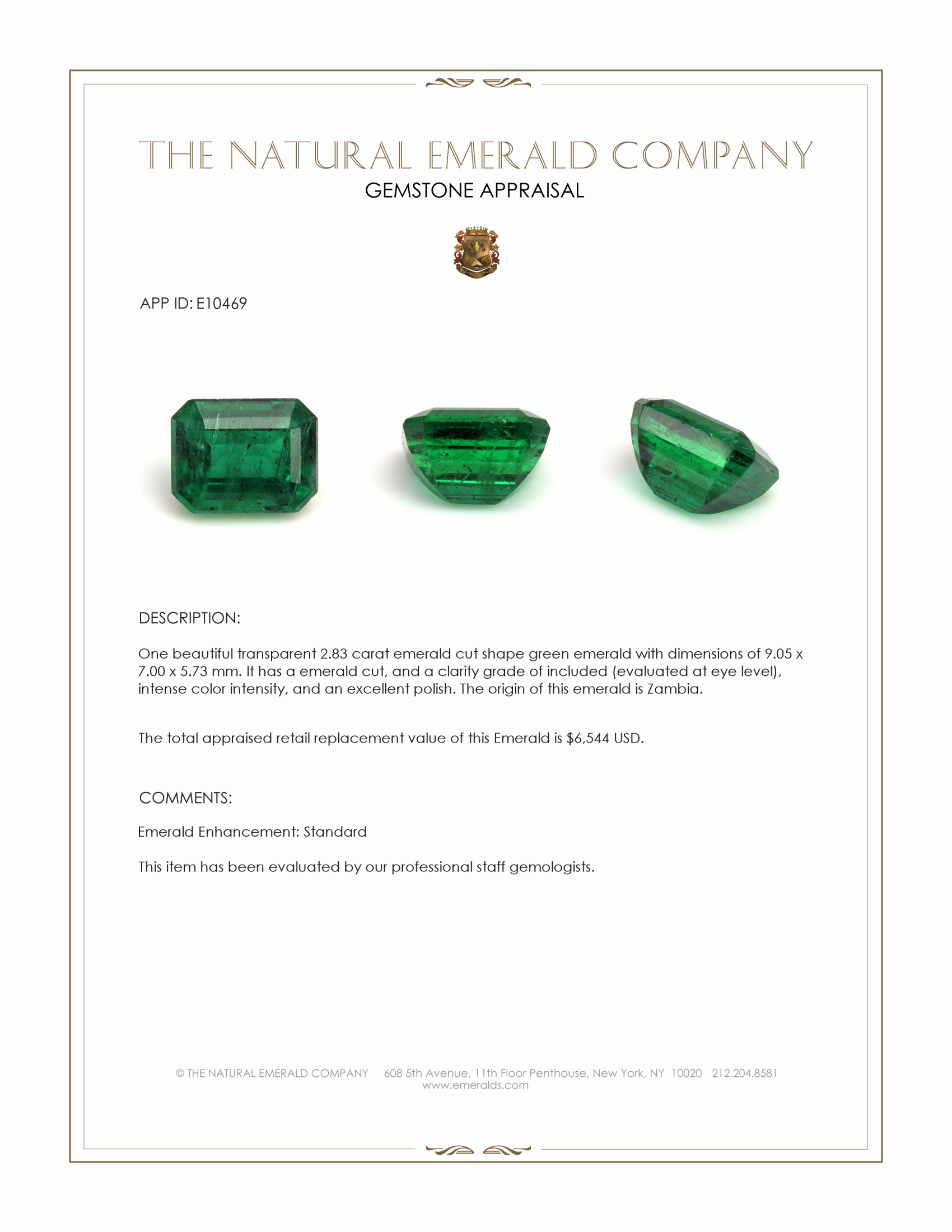 2.83 Ct. Emerald from Zambia