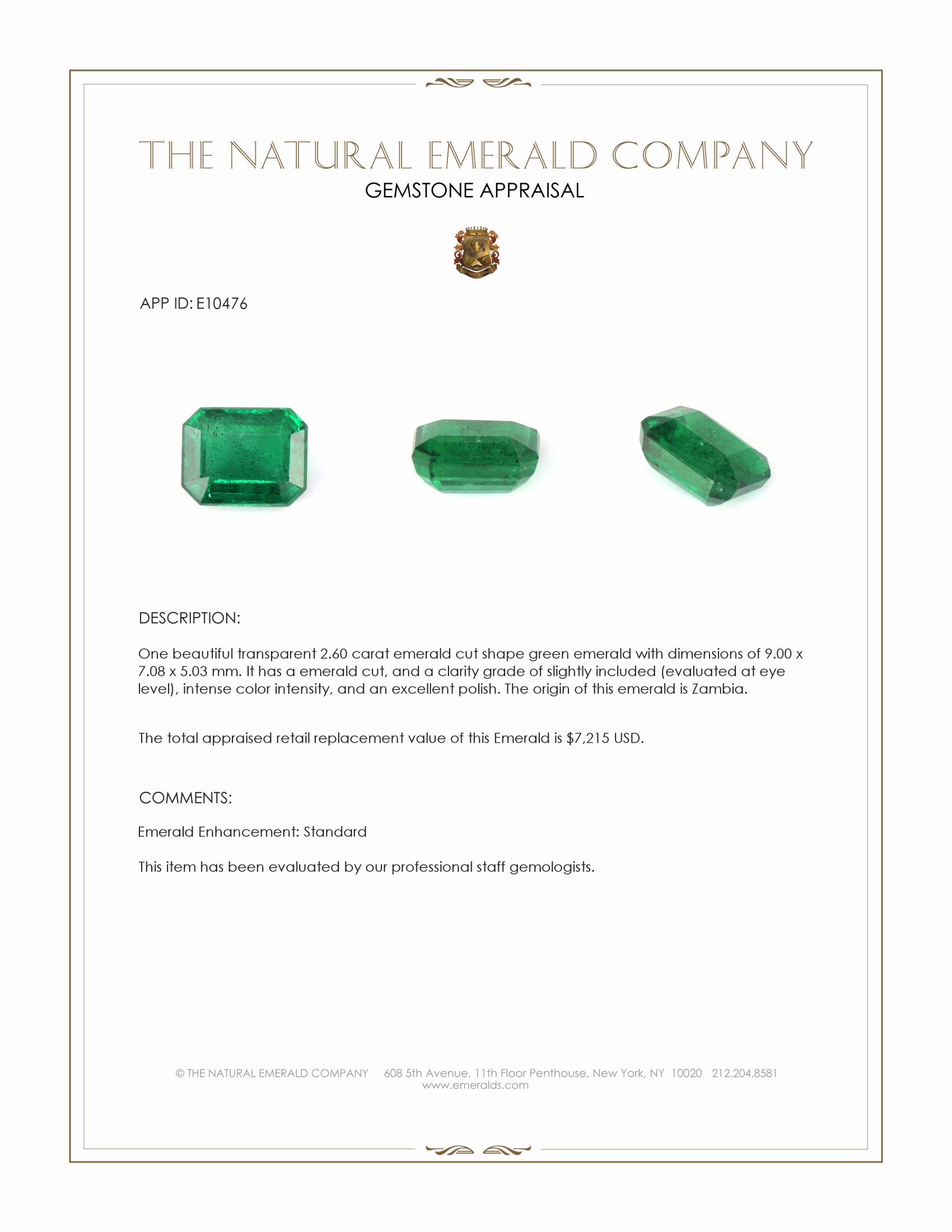 2.60 Ct. Emerald from Zambia