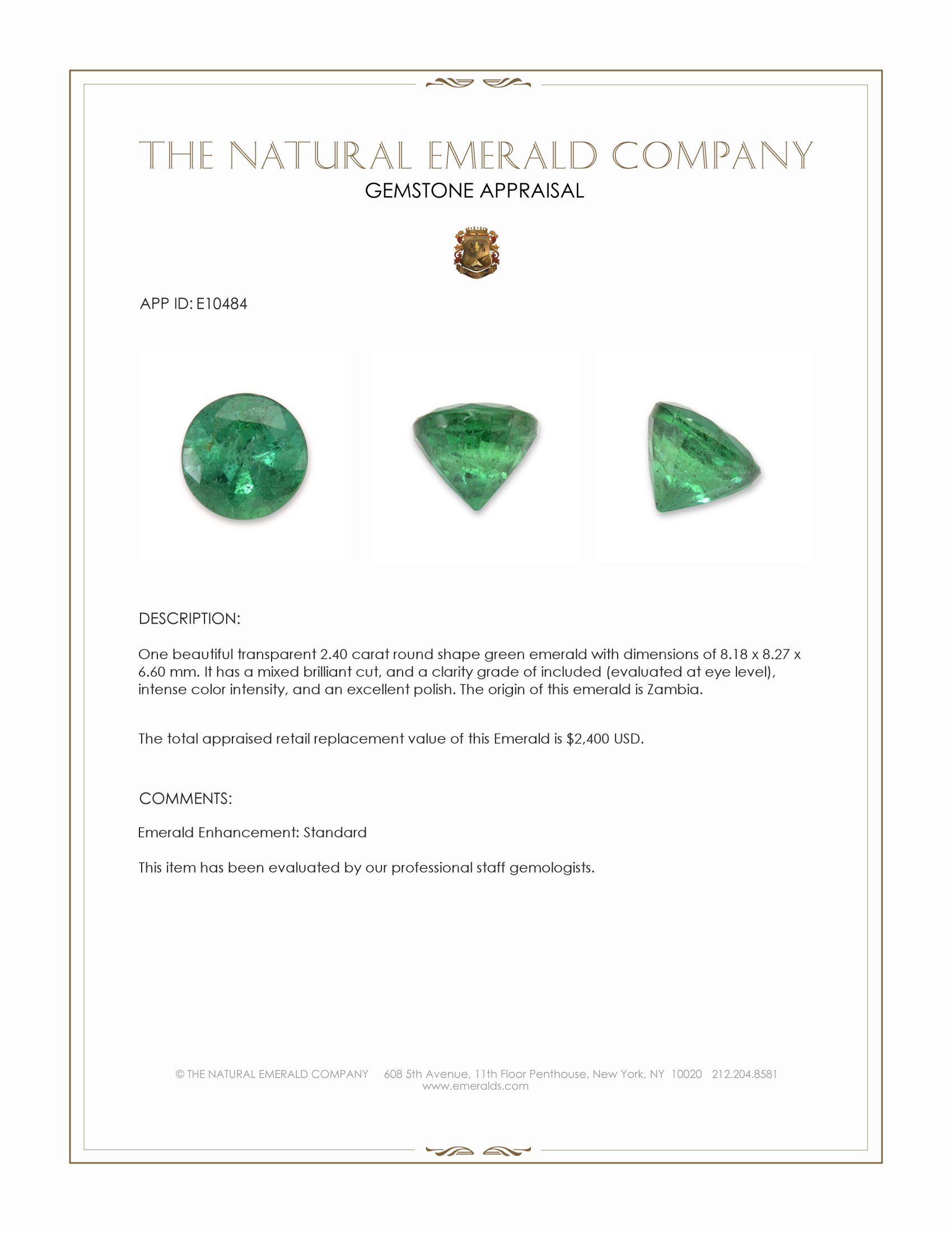 2.40 Ct. Emerald from Zambia