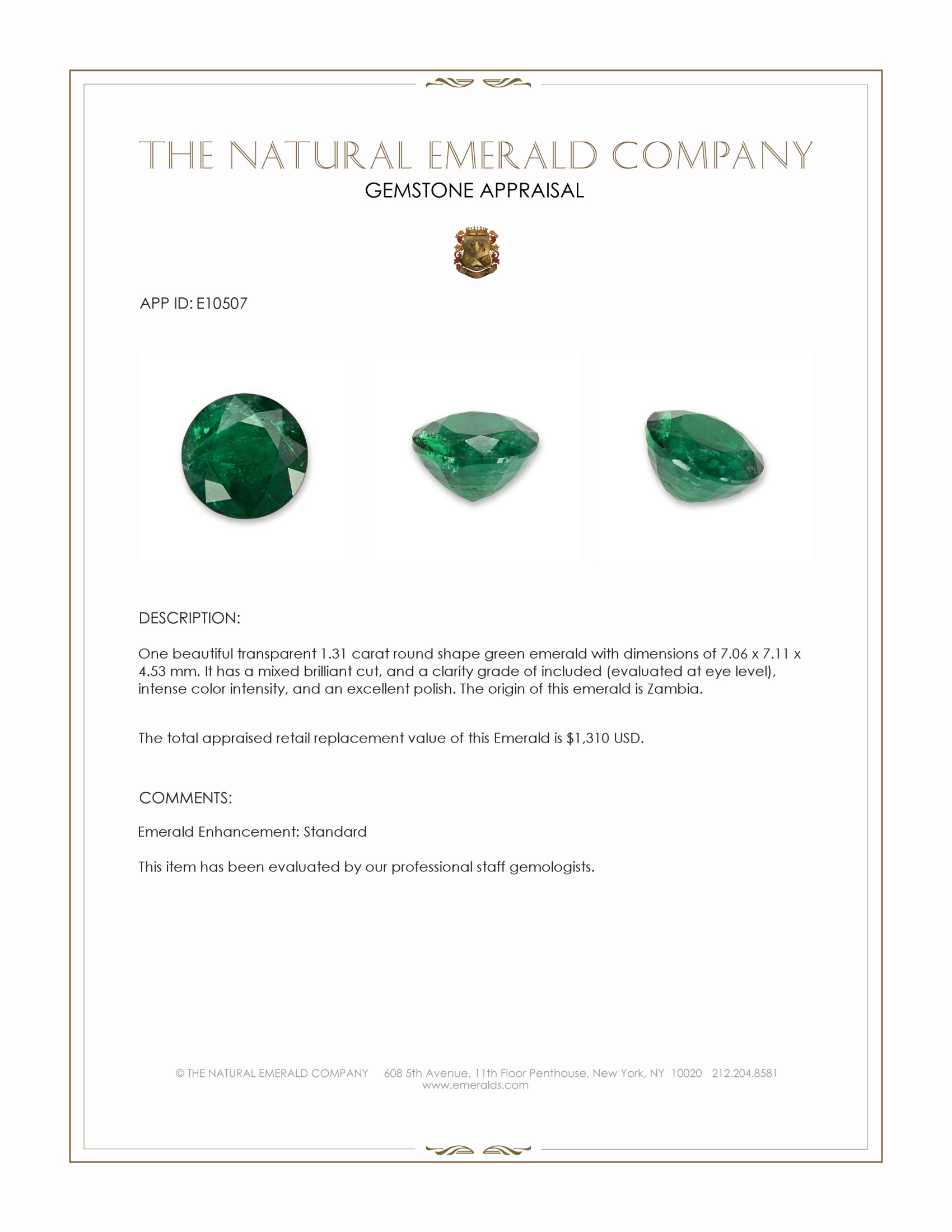 1.31 Ct. Emerald from Zambia