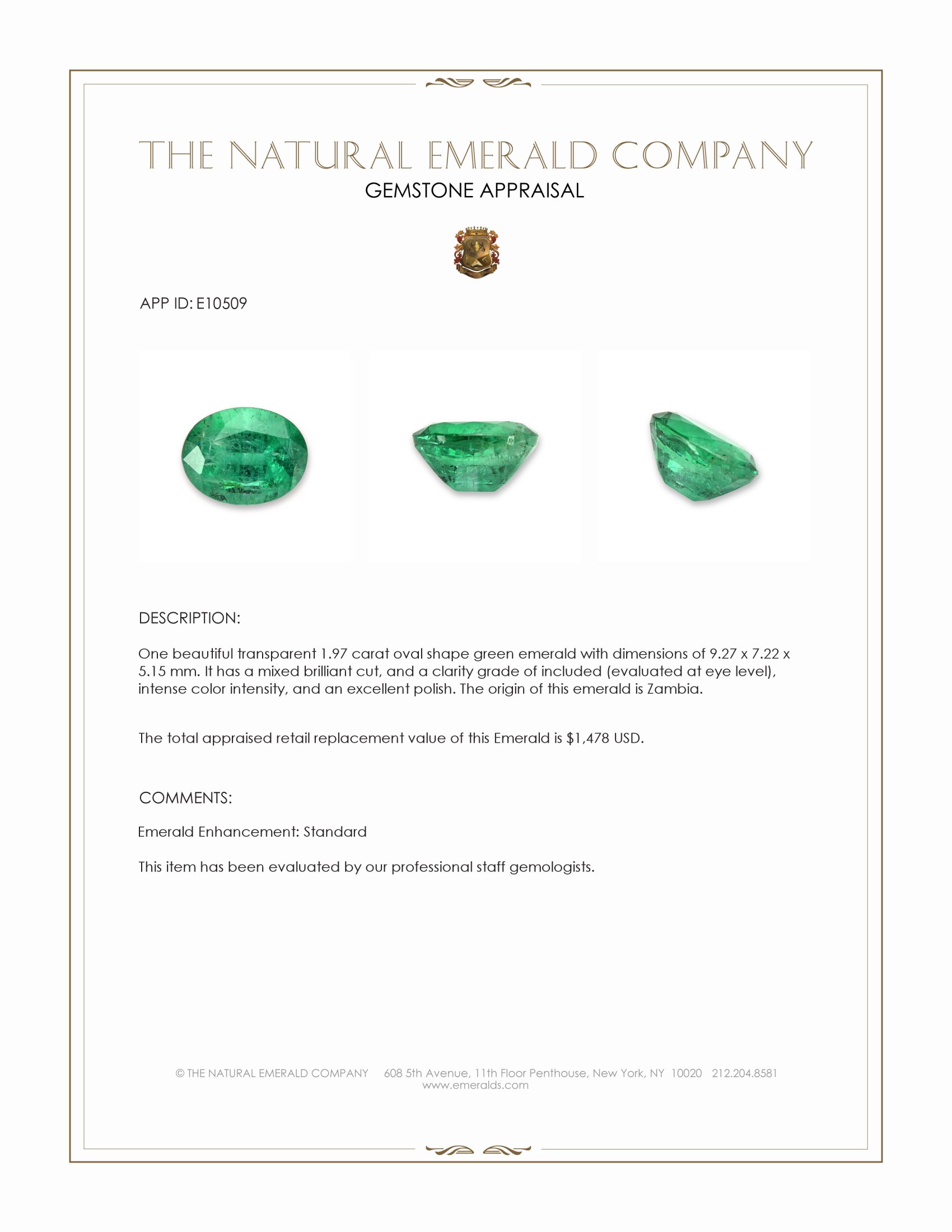 1.97 Ct. Emerald from Zambia