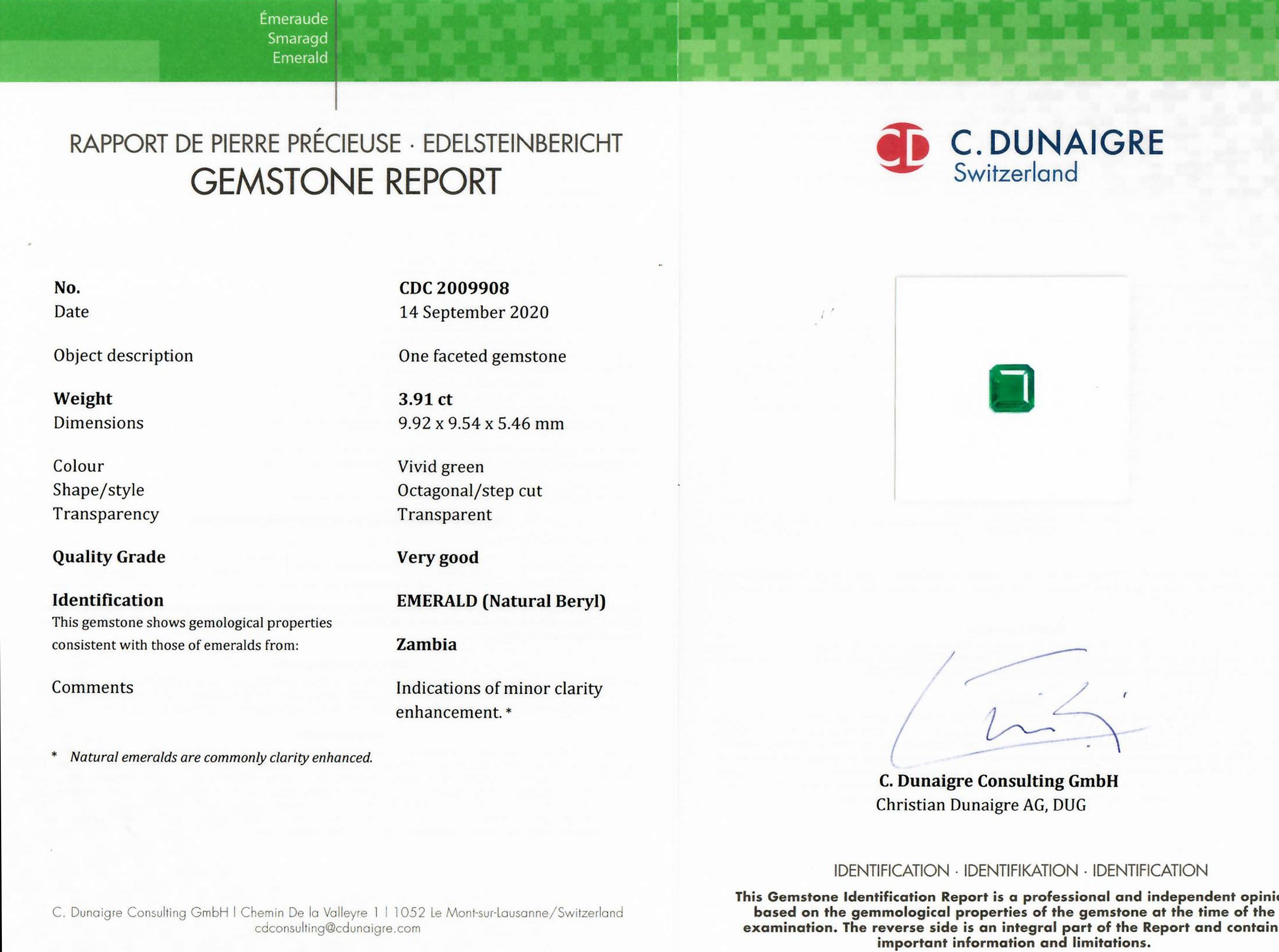3.91 Ct. Emerald from Zambia