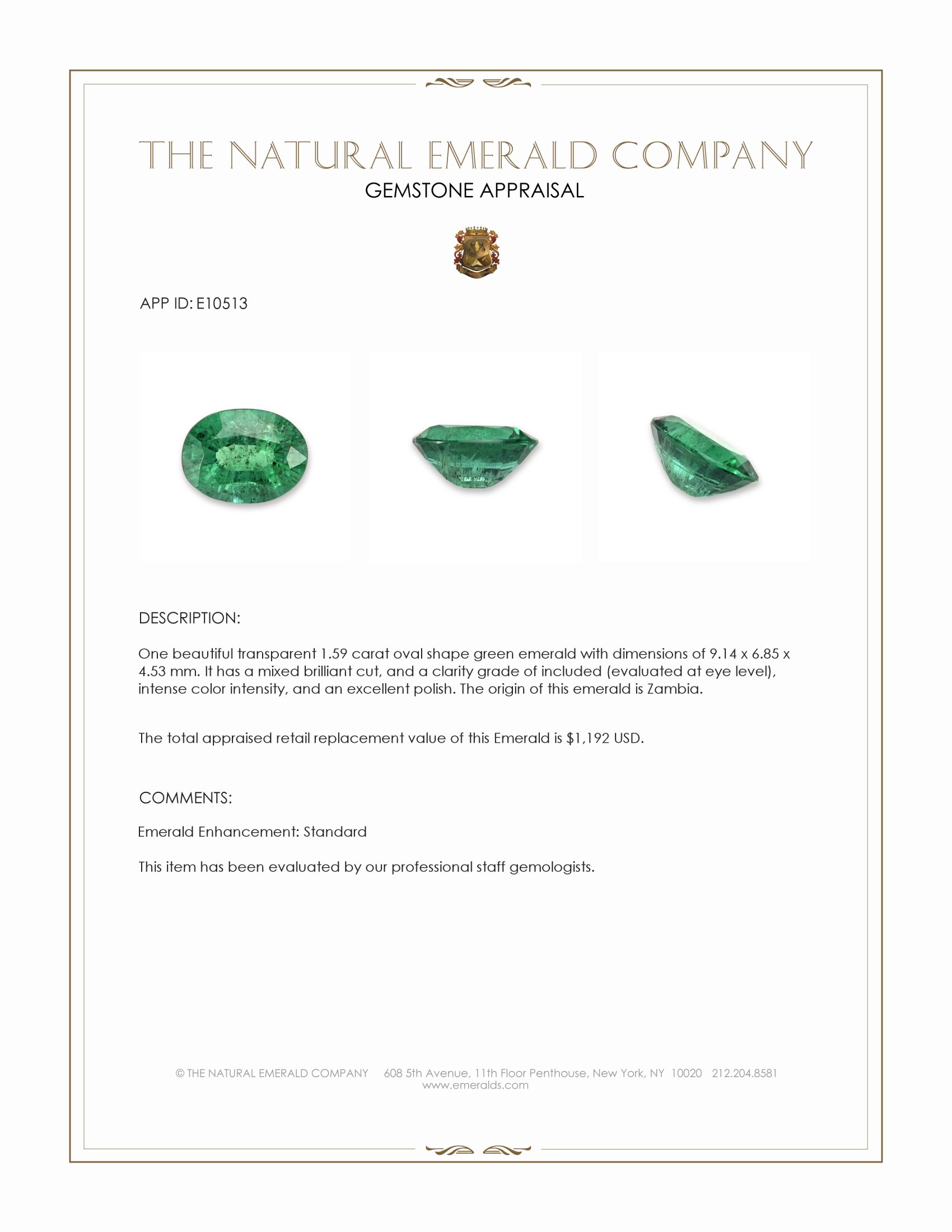 1.59 Ct. Emerald from Zambia