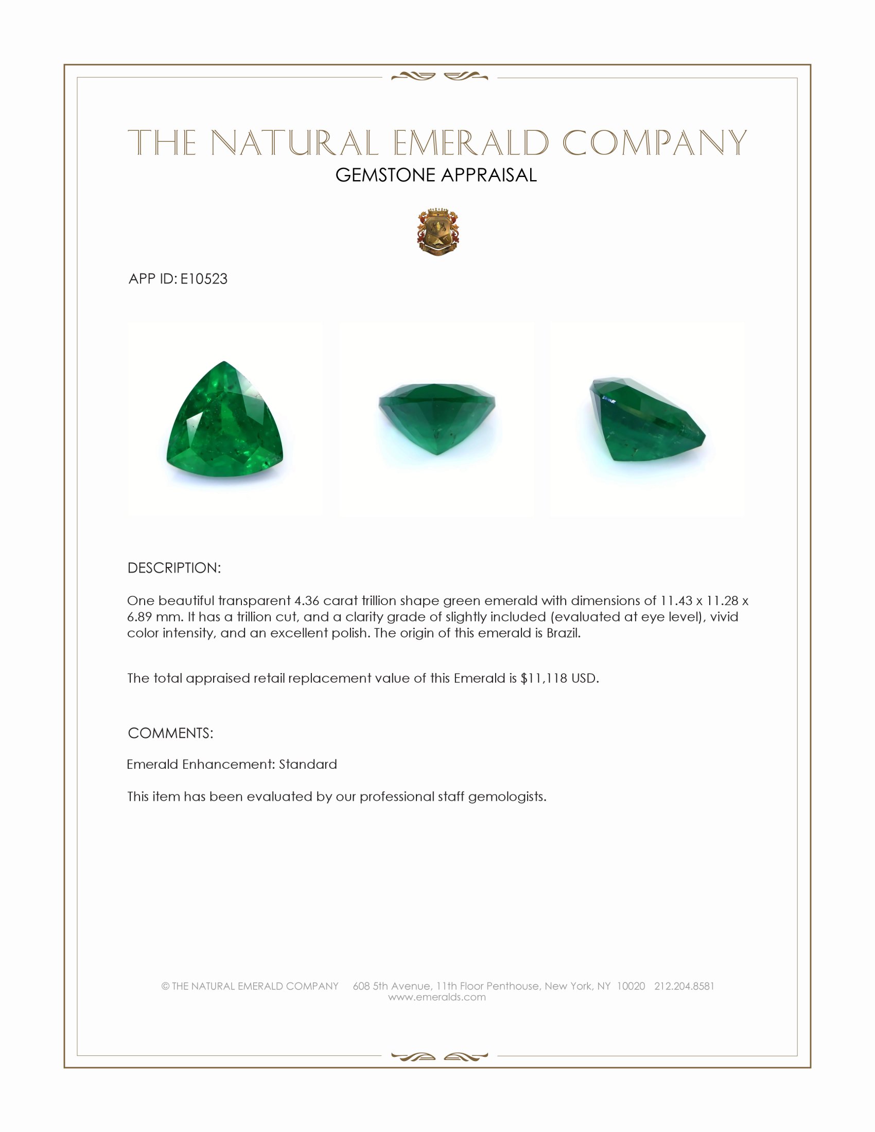 4.36 Ct. Emerald from Brazil