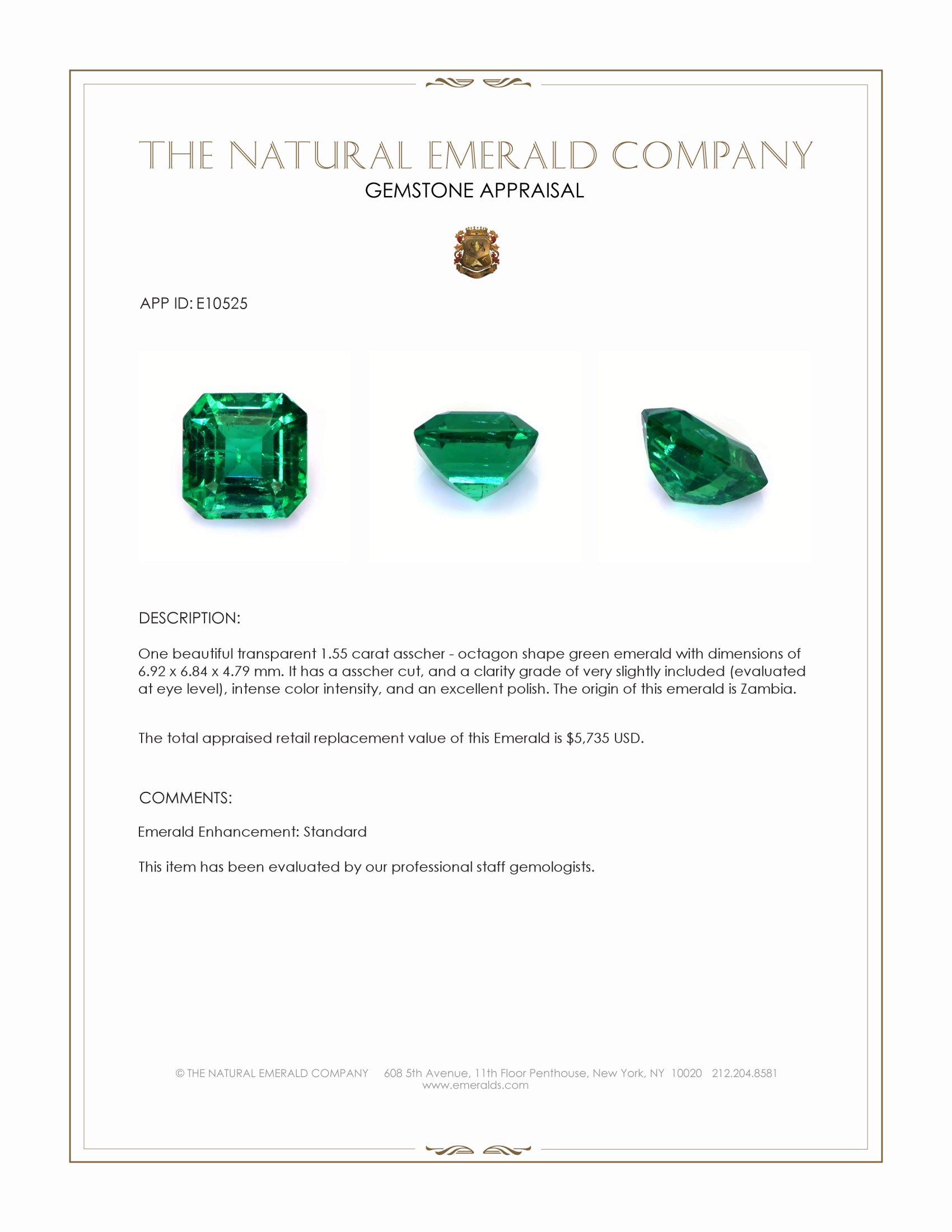 1.55 Ct. Emerald from Zambia