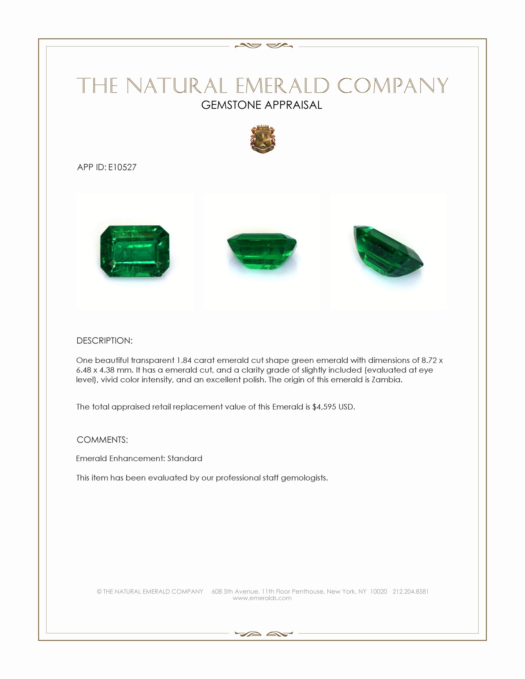 1.84 Ct. Emerald from Zambia