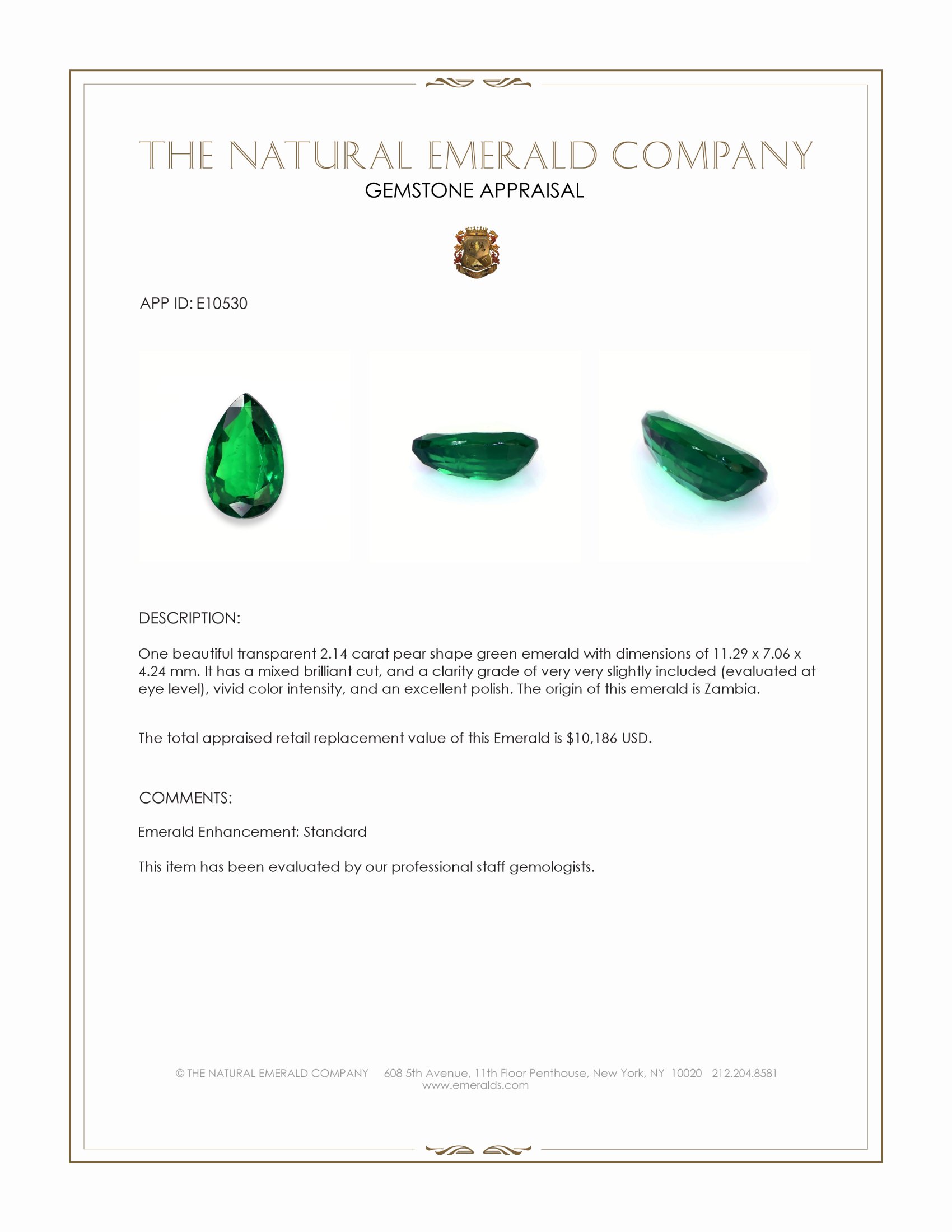2.14 Ct. Emerald from Zambia