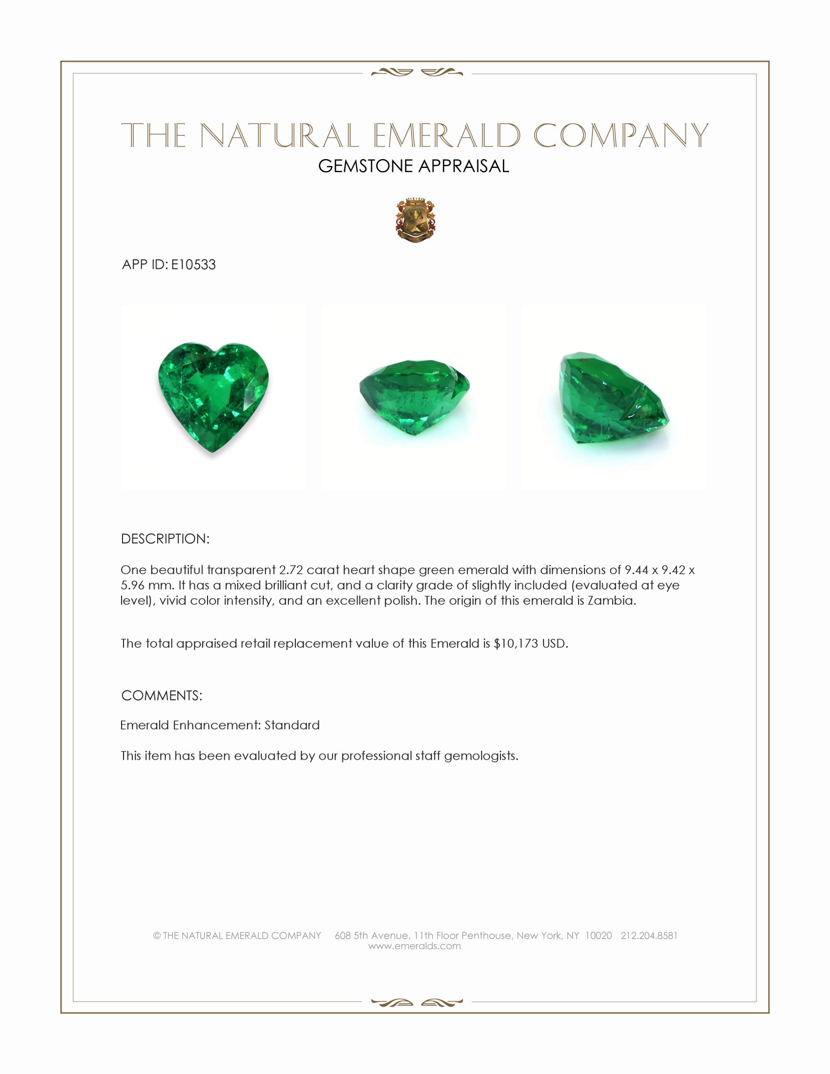 2.72 Ct. Emerald from Zambia